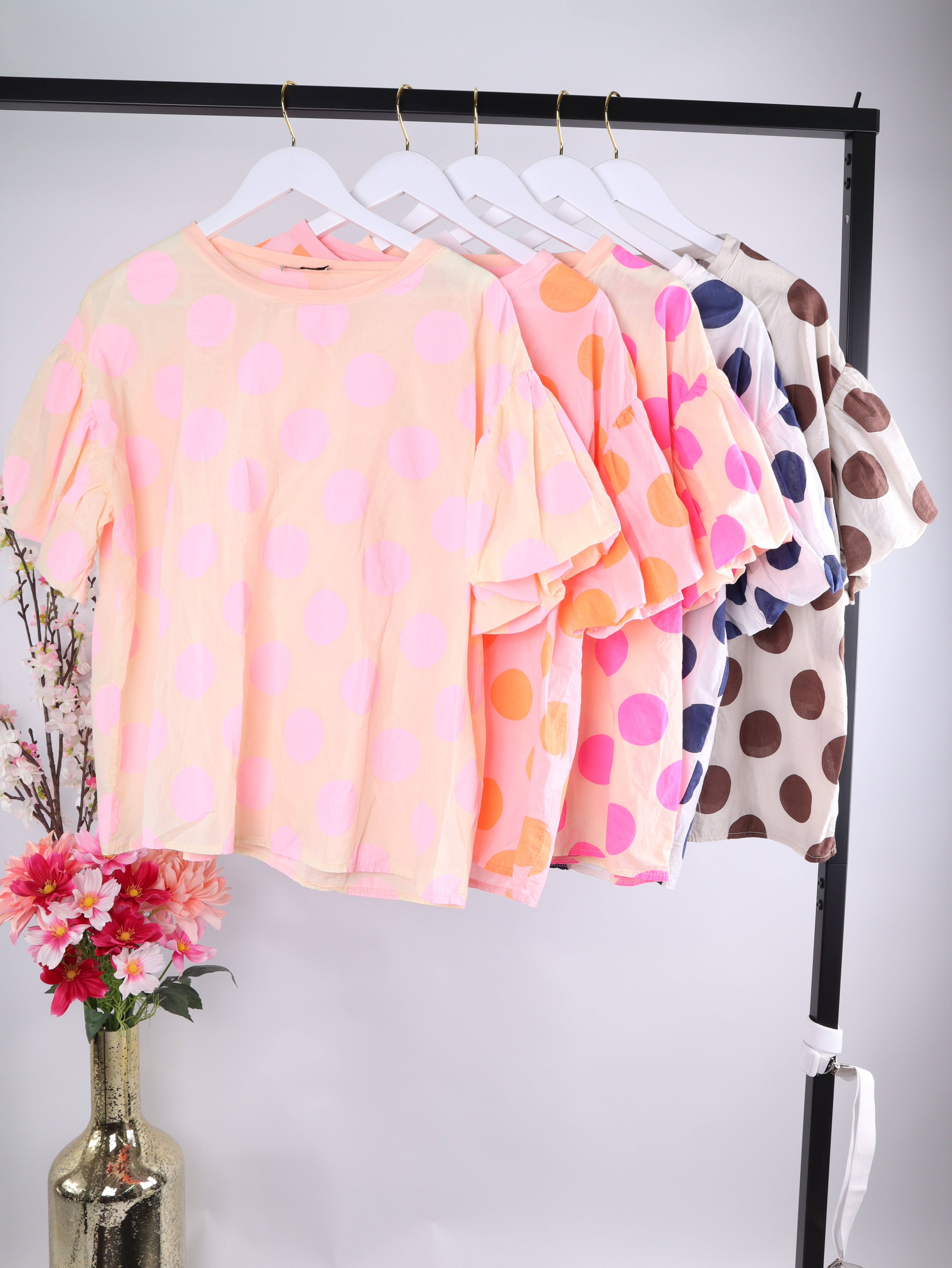 Polka-Dot Shirt mit Ballonärmeln