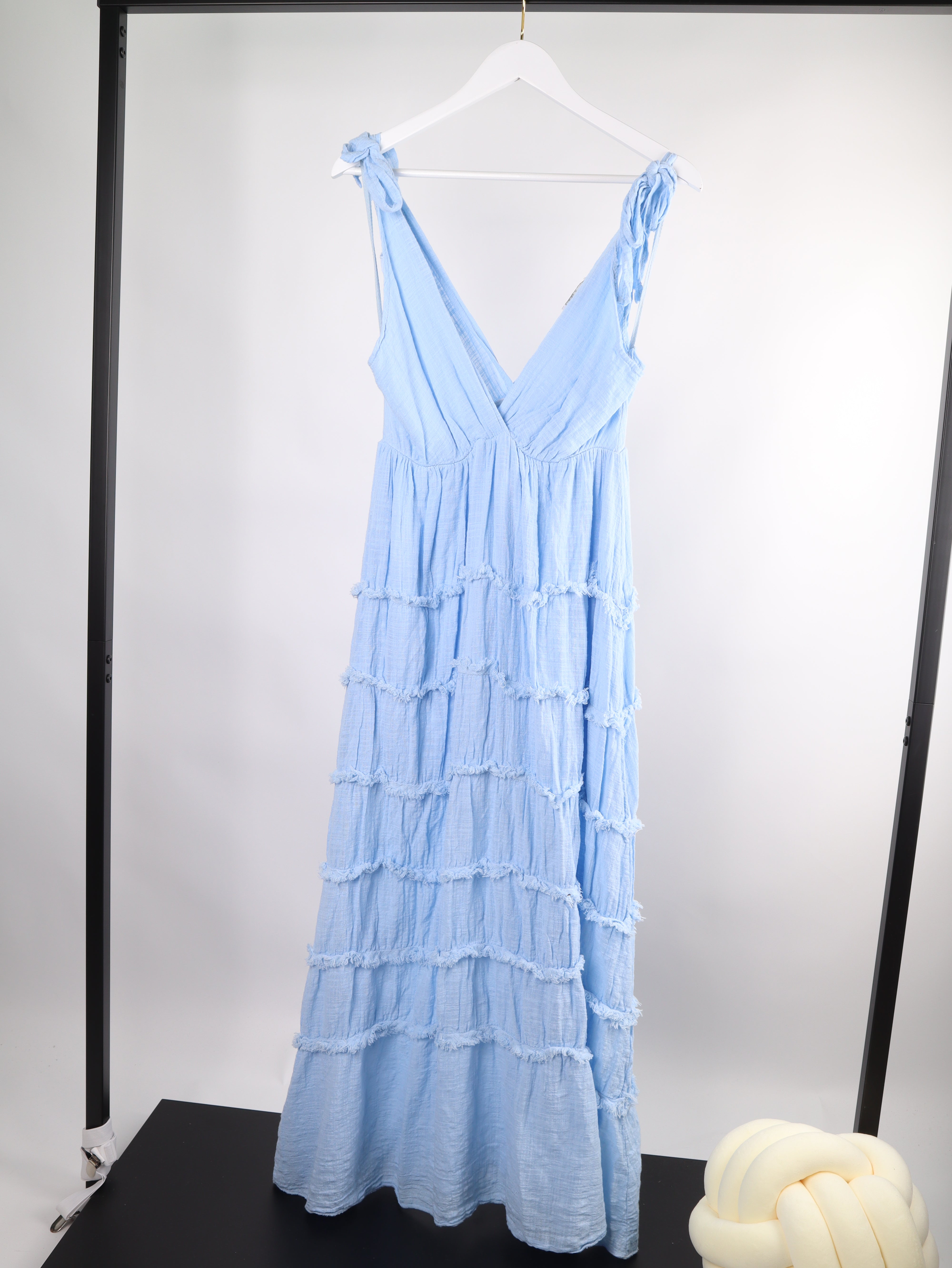 Baumwolle Maxikleid im Crinkle-Look