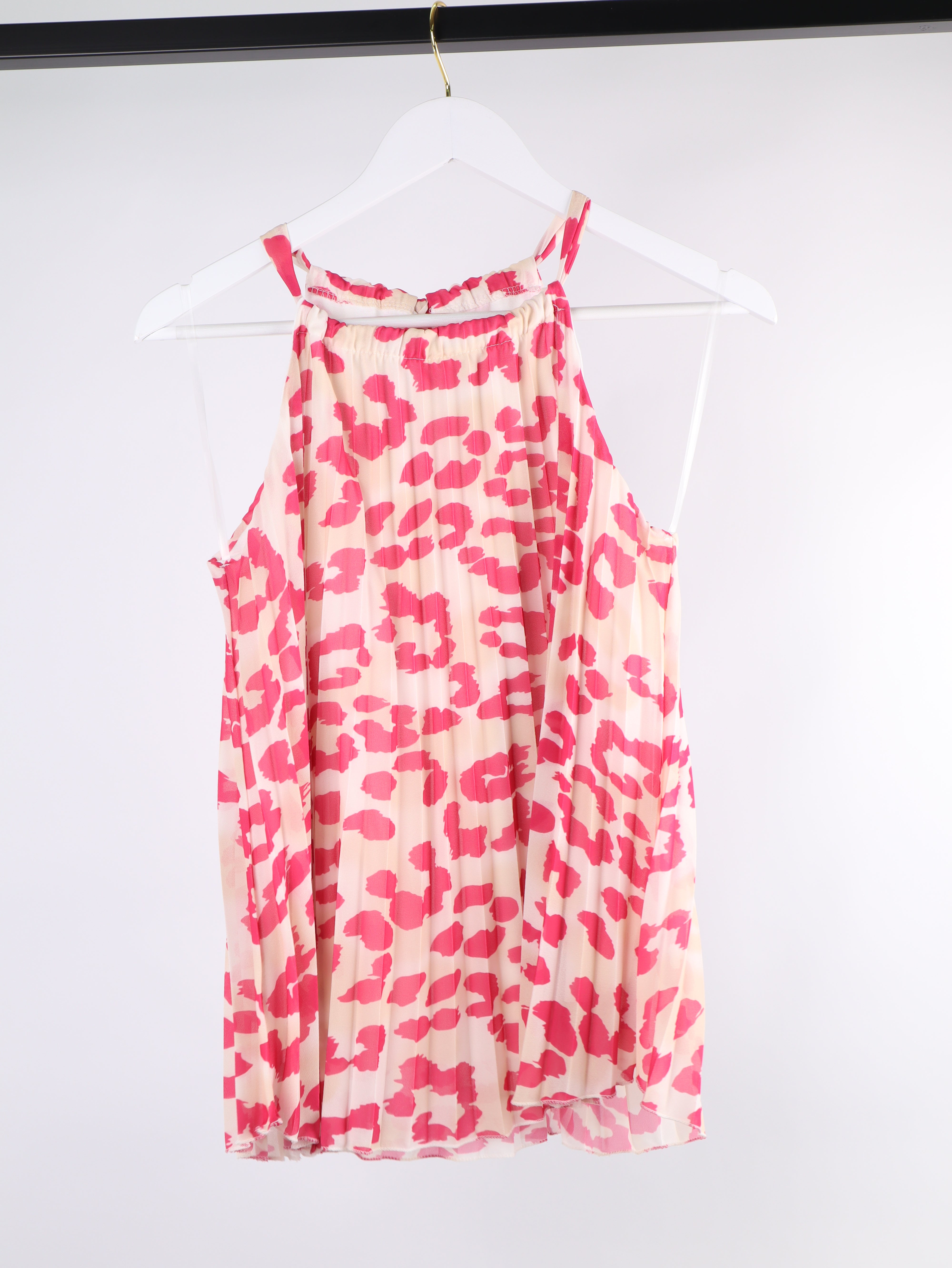 Plissee-Top mit Leo-Print & Innenfutter