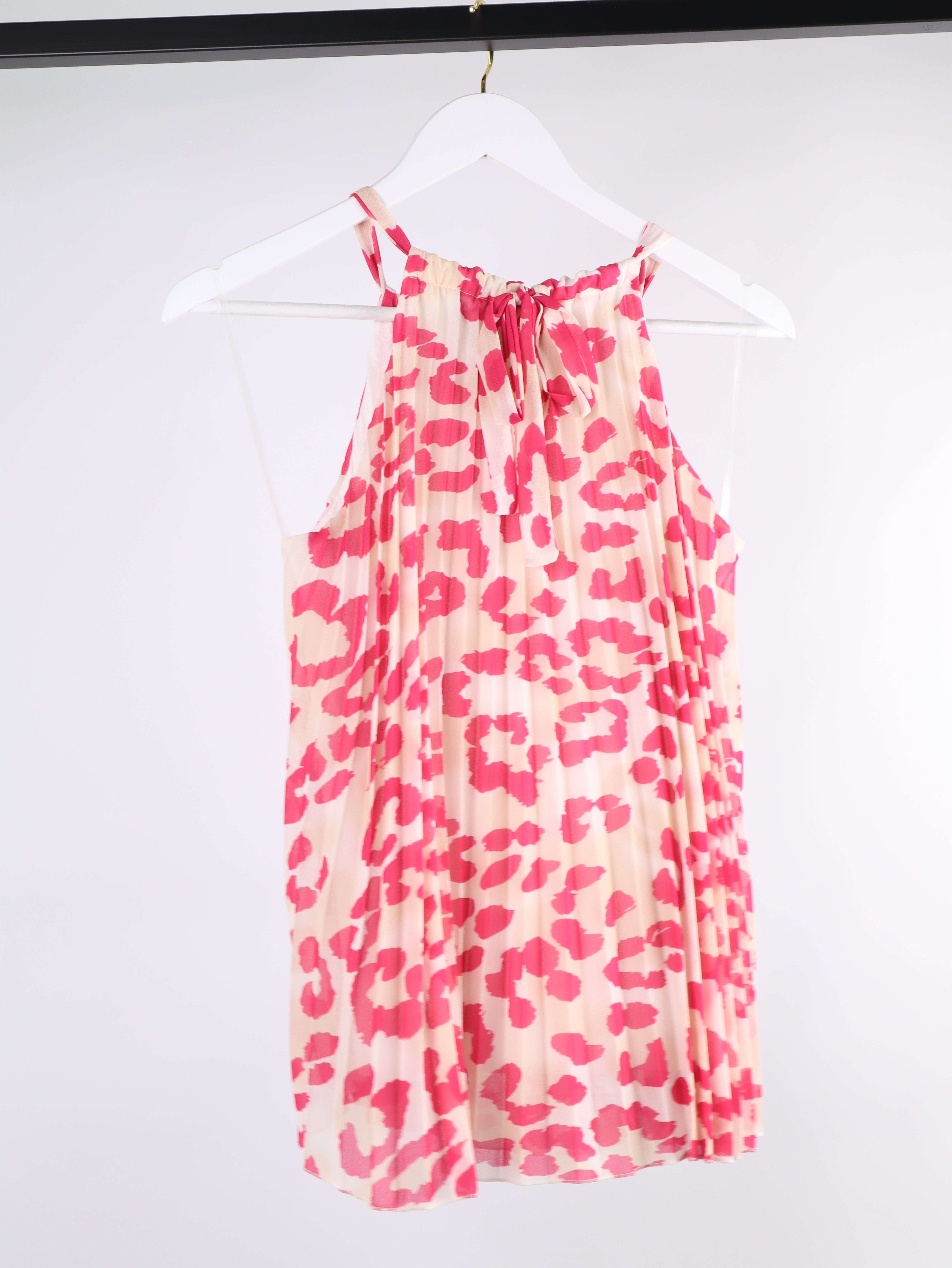Plissee-Top mit Leo-Print & Innenfutter