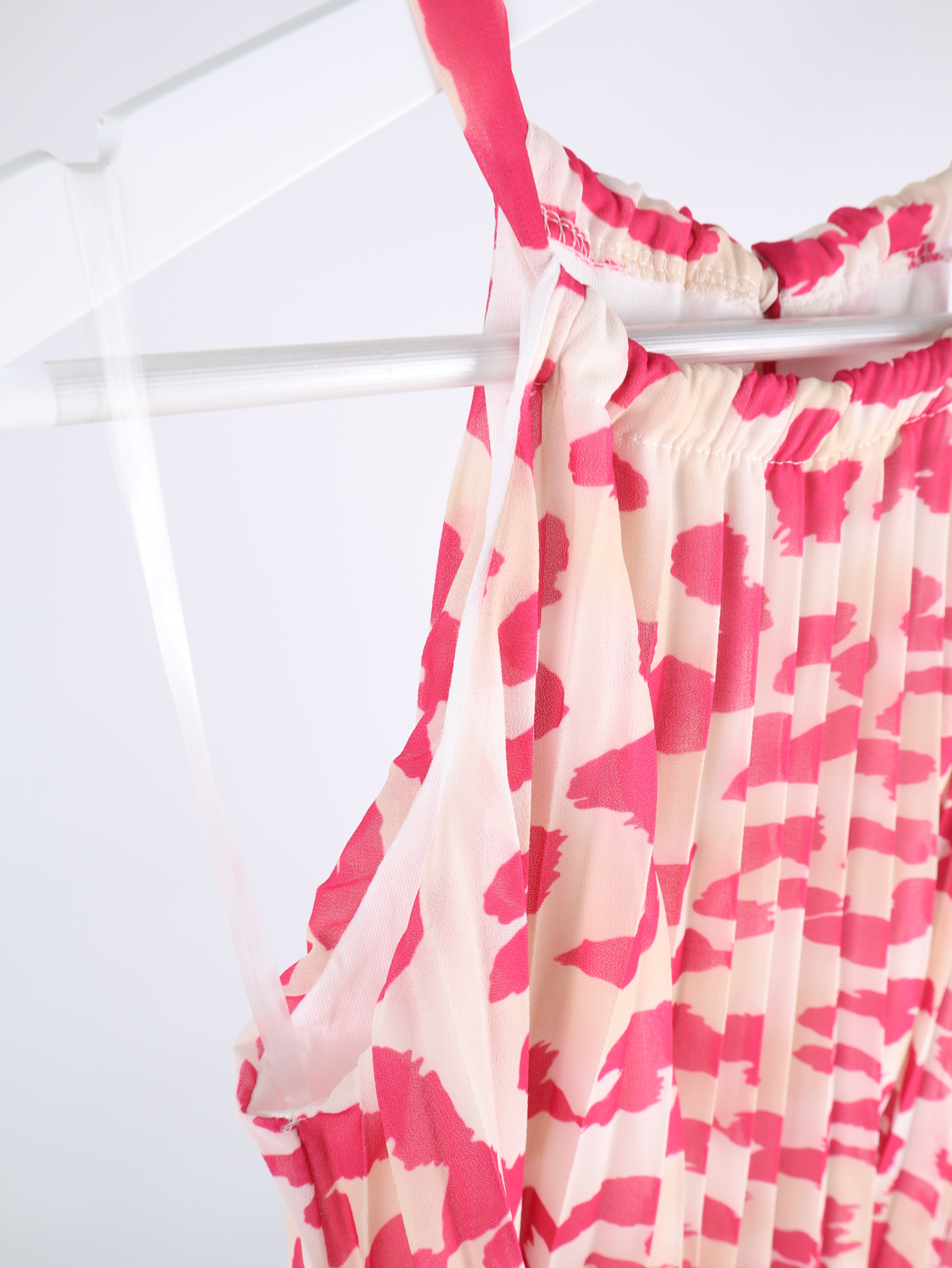 Plissee-Top mit Leo-Print & Innenfutter
