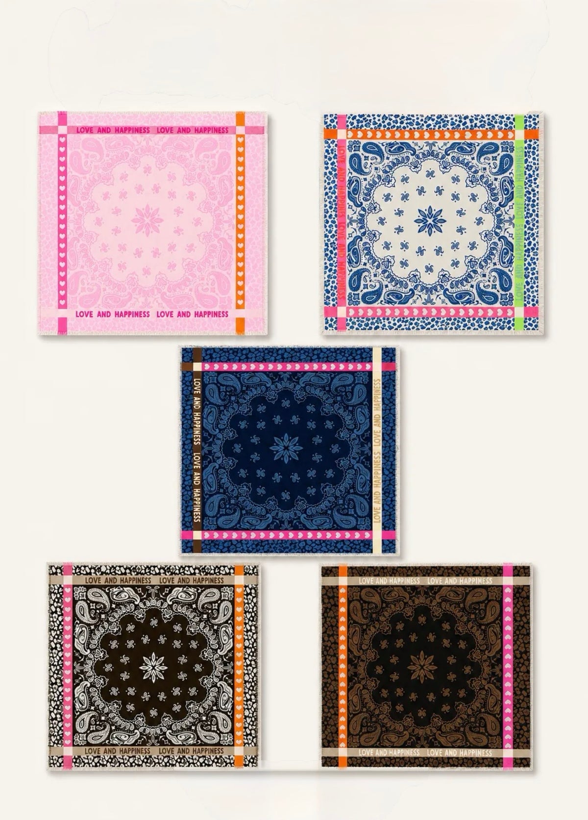 Vierecksschal PAISLEY HEARTS