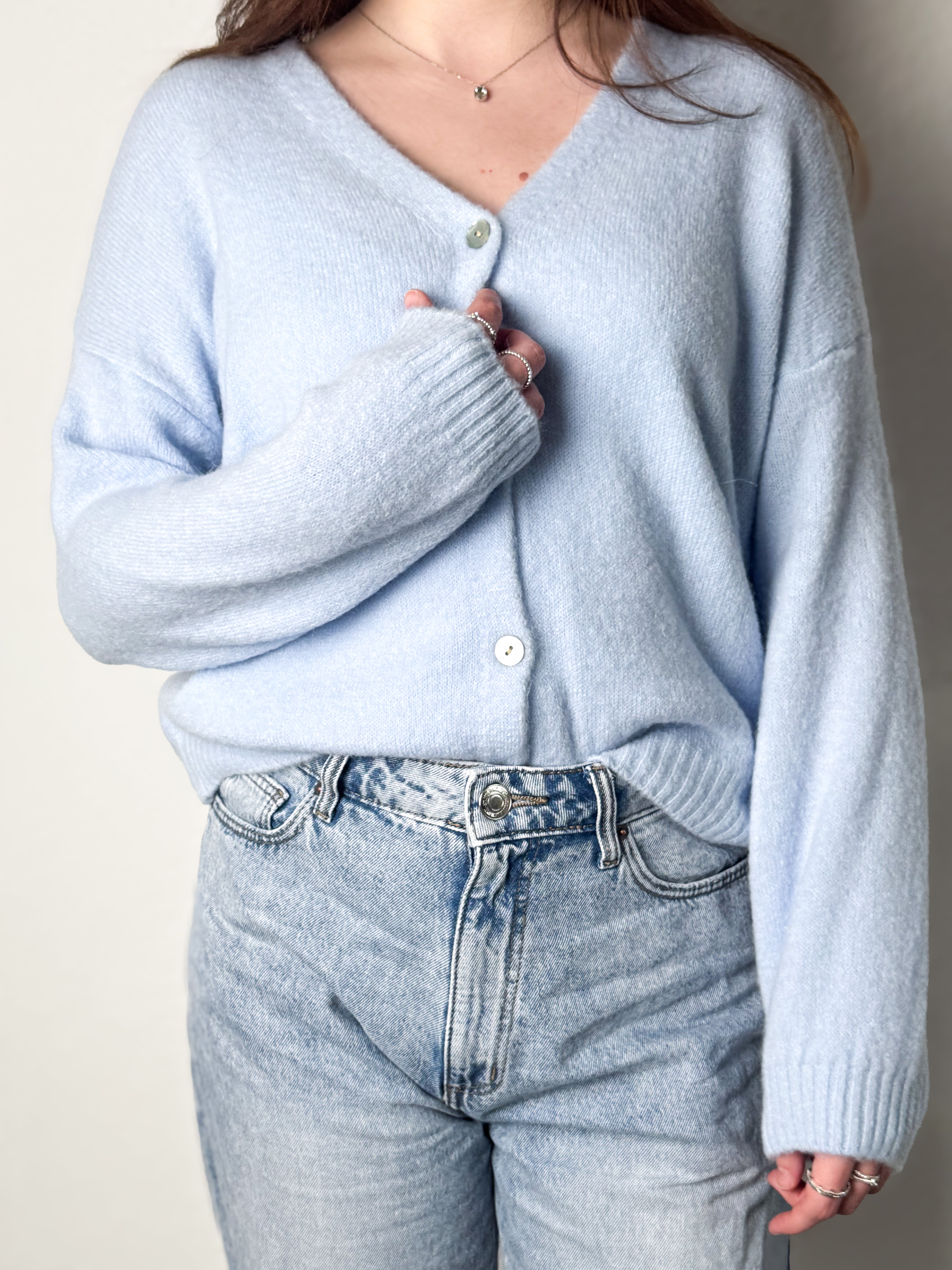 Strickjacke Alpaka - Babyblau