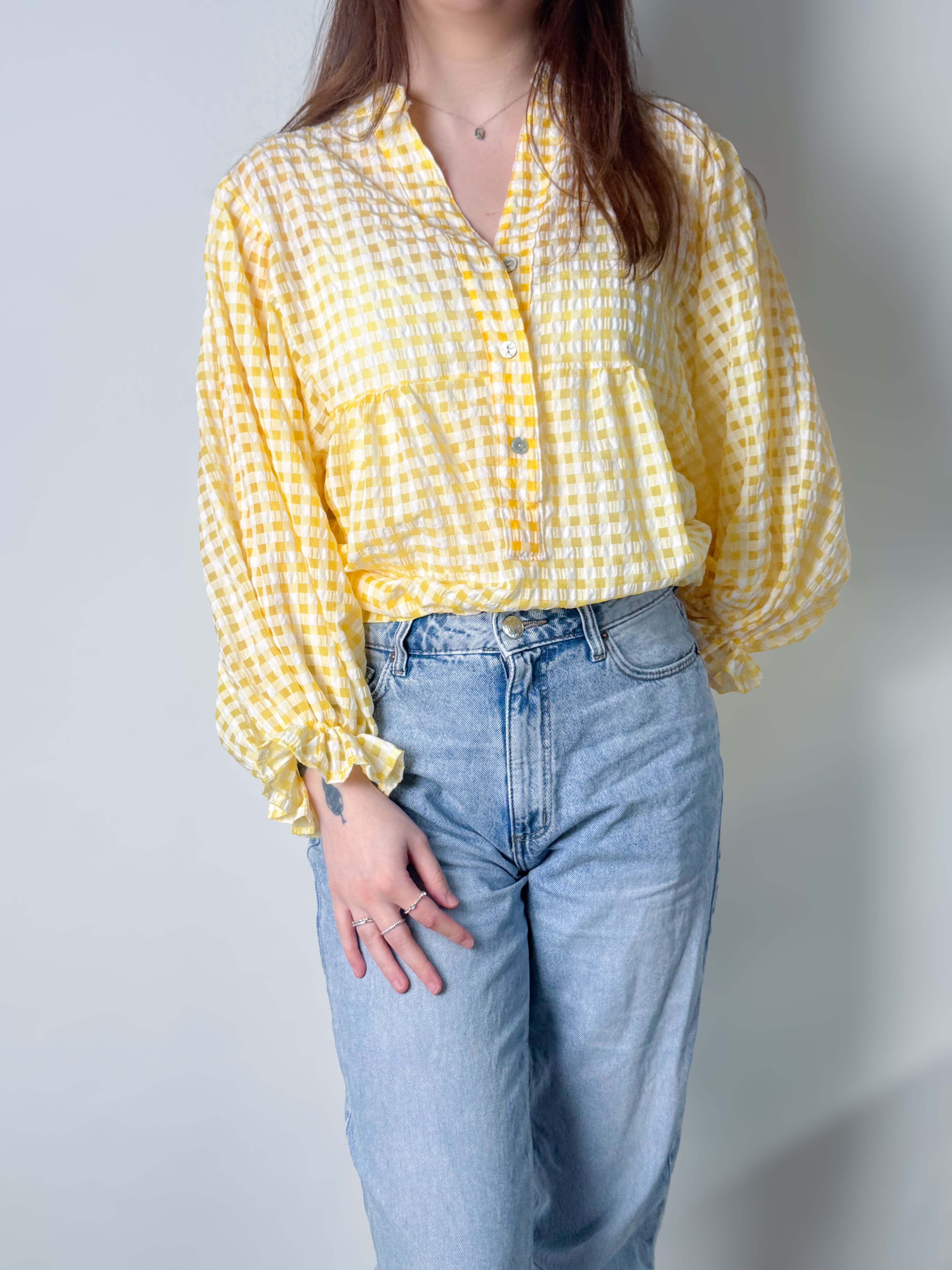 Vichy-Karo Bluse - Gelb