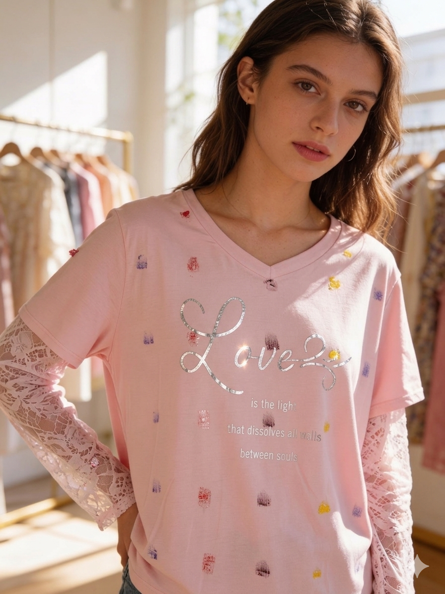 Love Shirt mit Spitze