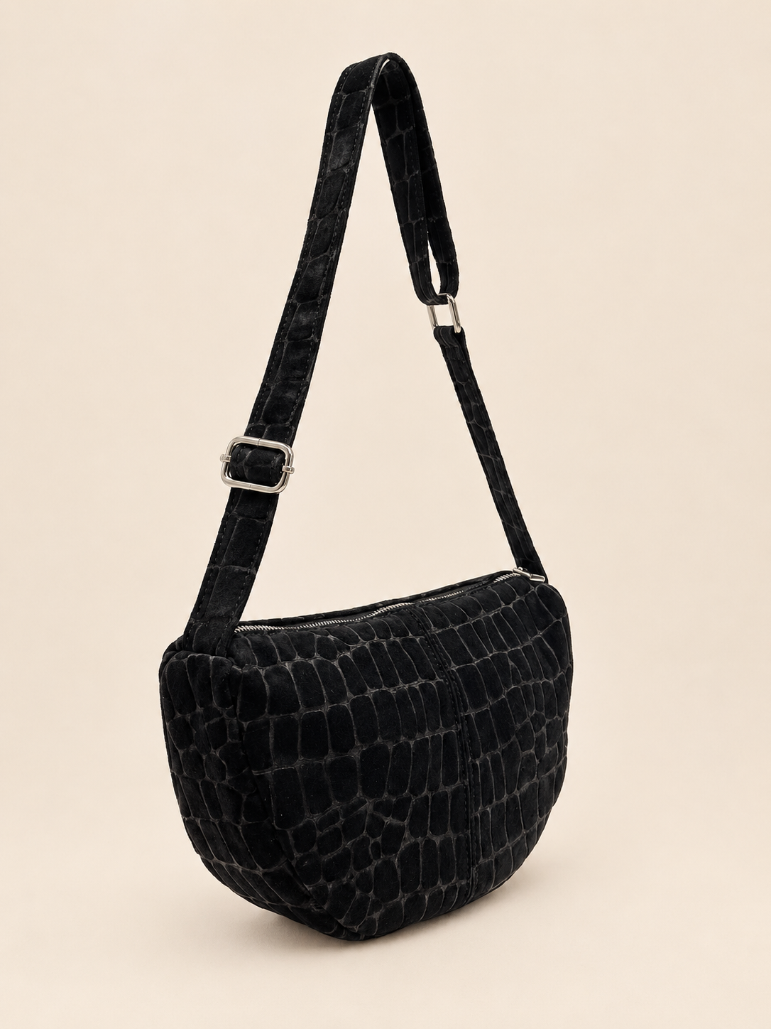 Croco-Optik  Leder-Umhängetasche MOON