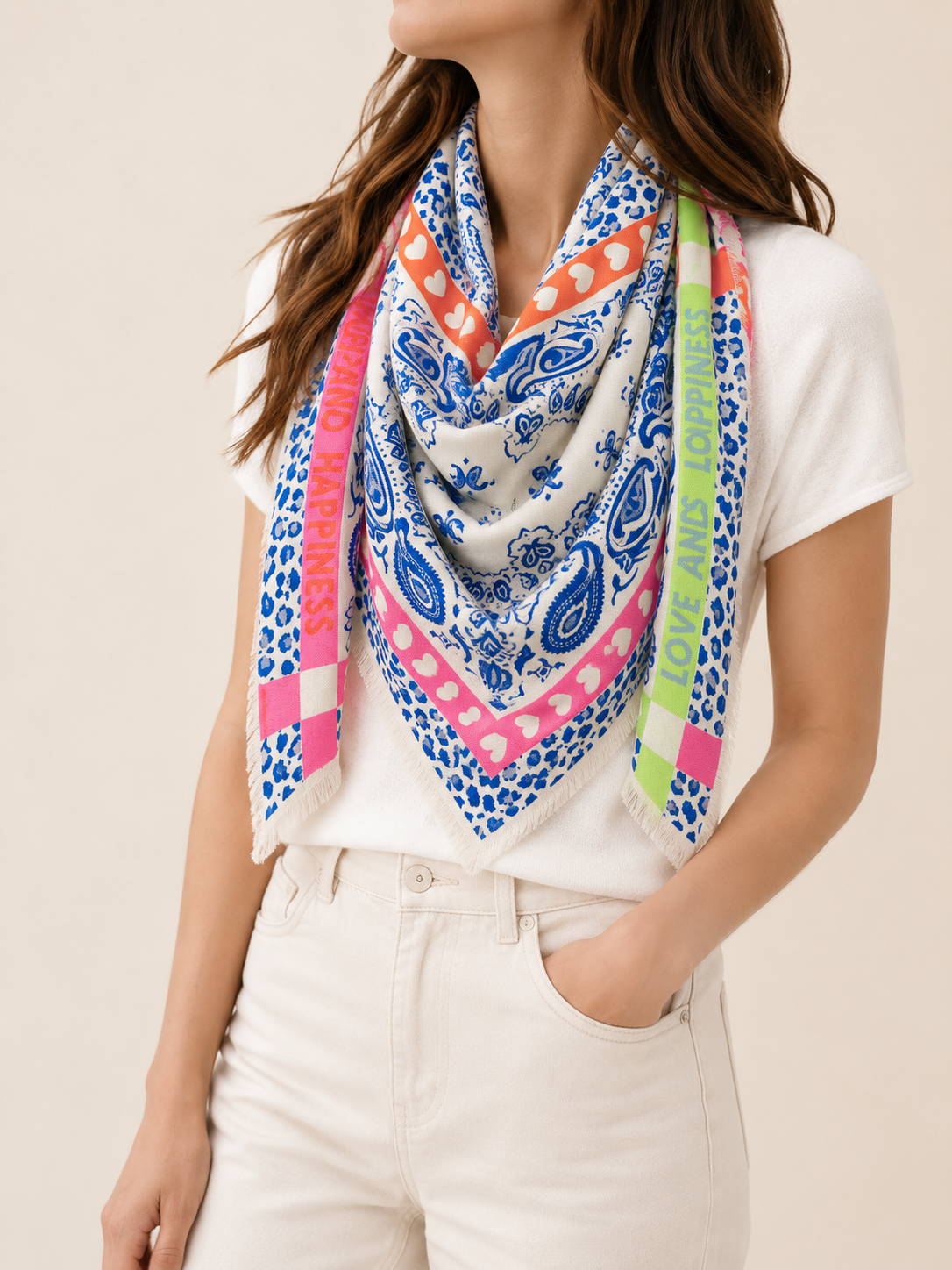 Vierecksschal PAISLEY HEARTS