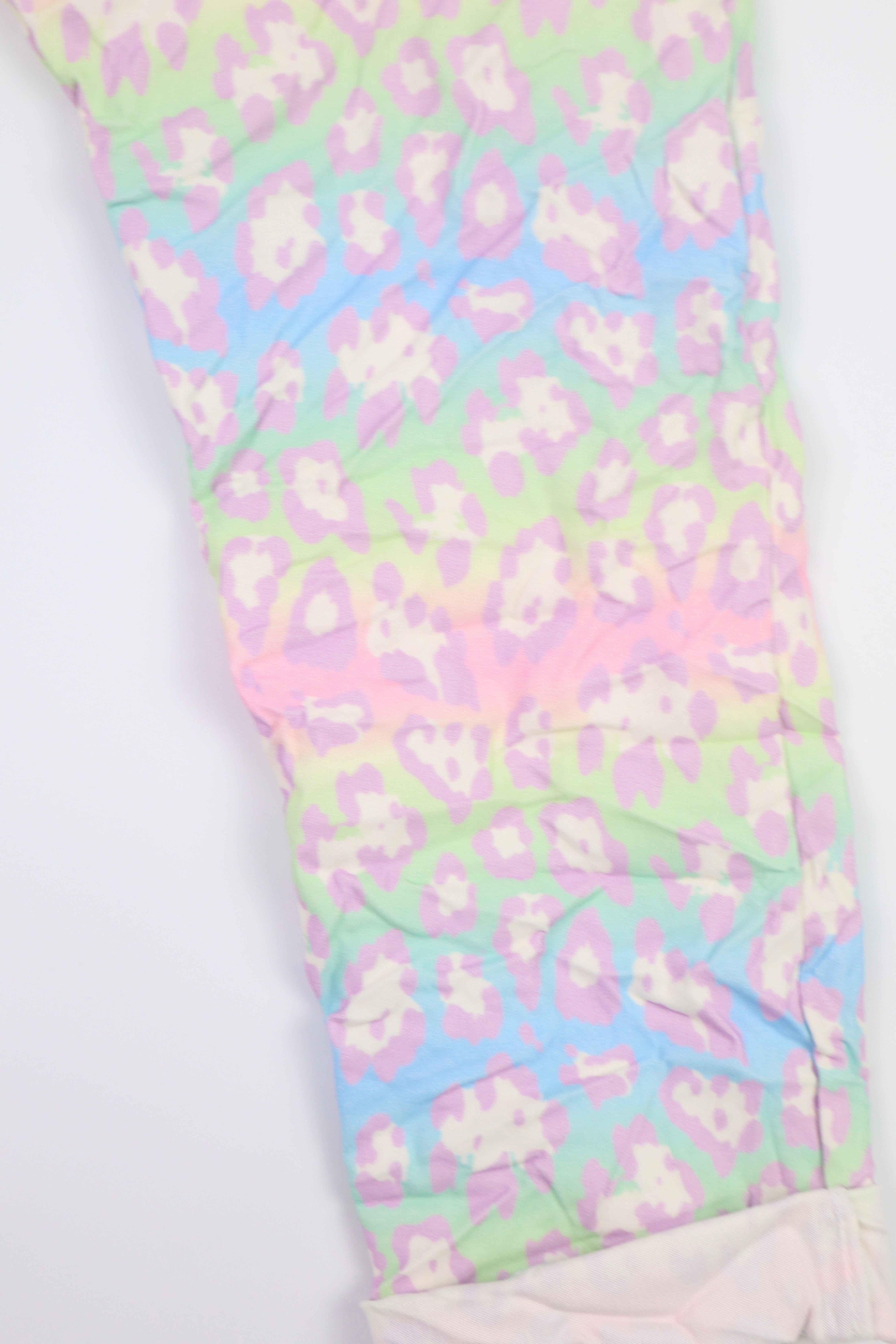 Stoffhose mit Leo-Print – Pastell & Neon