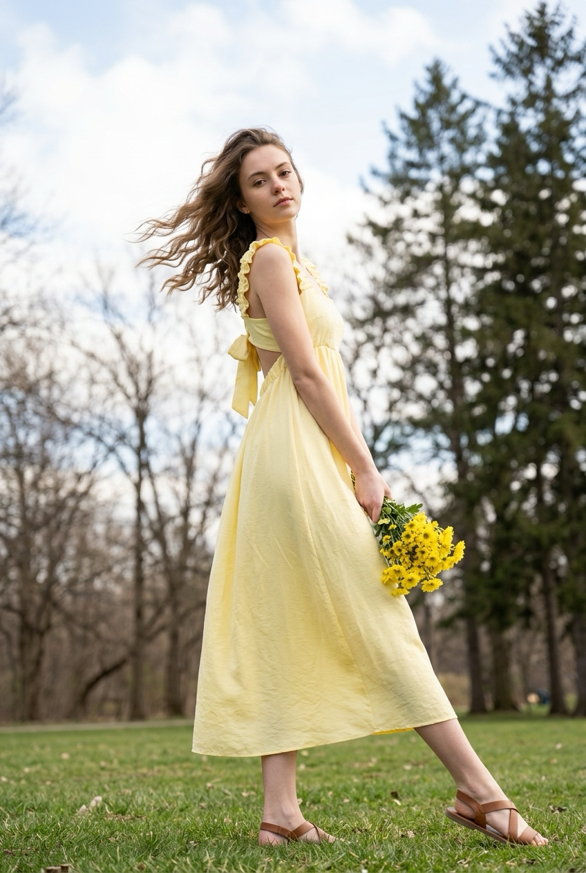 Viskose-Maxikleid Schleife