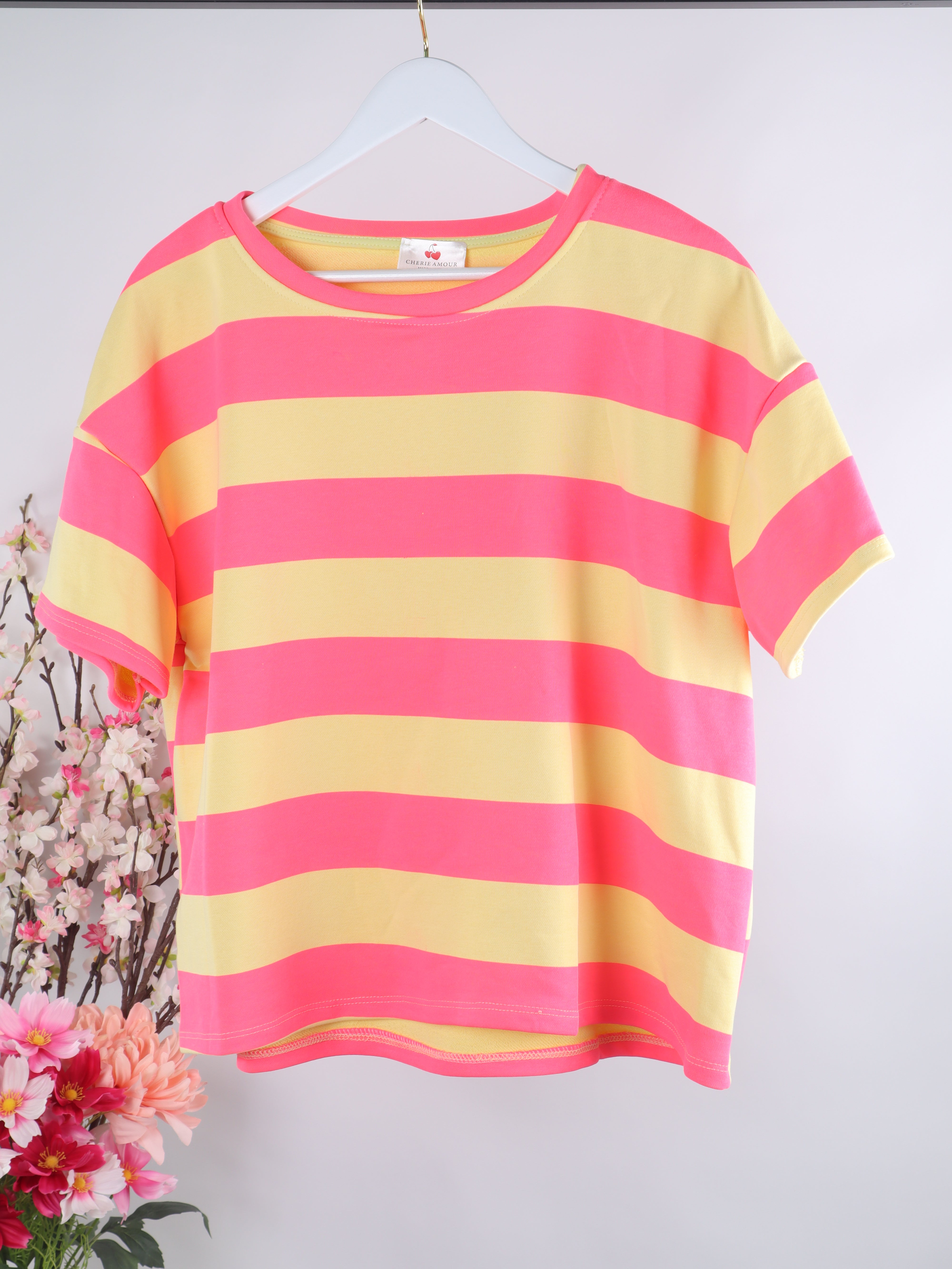 Kurzarm Sweater mit Streifen