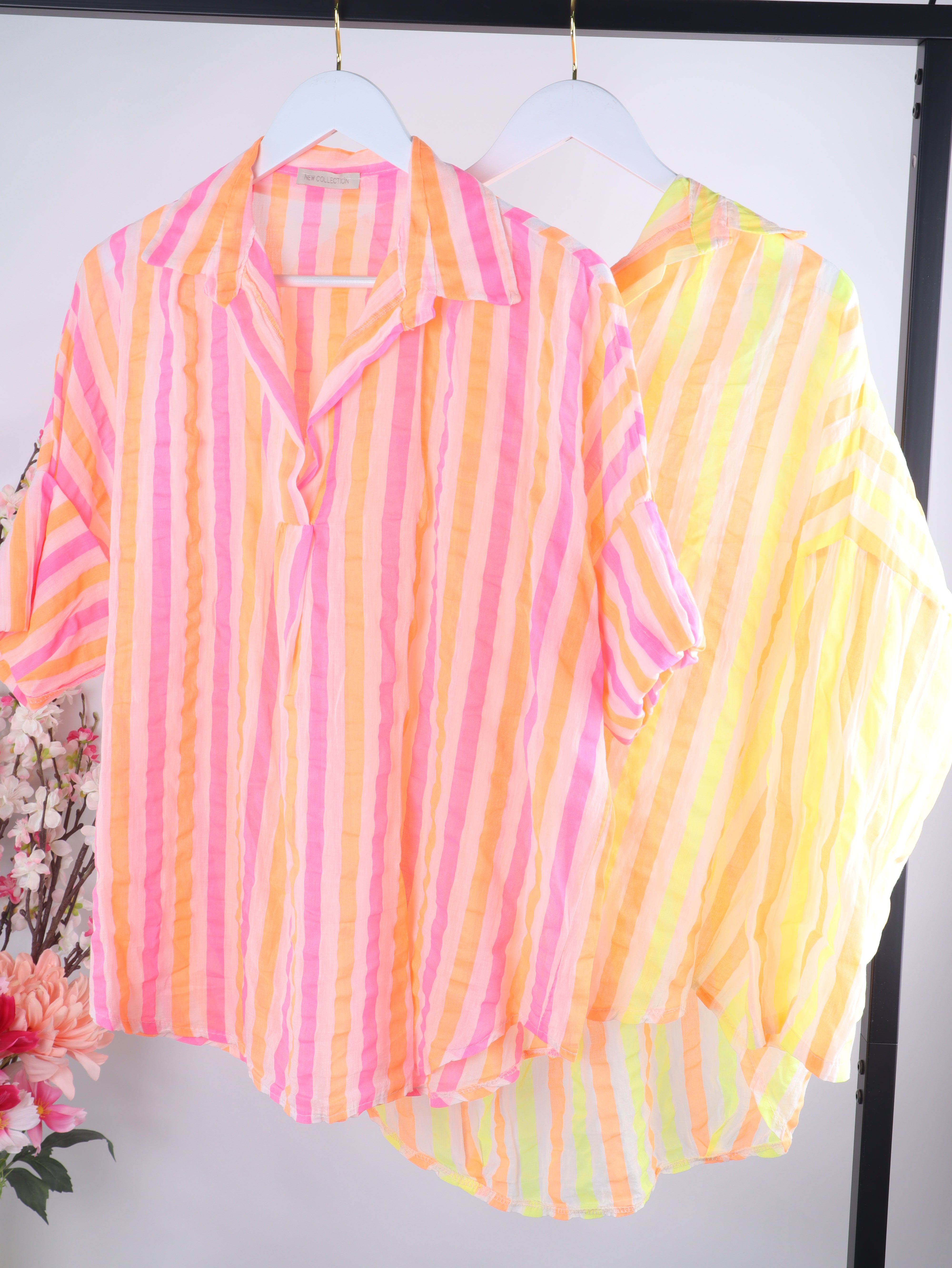 Leichte Oversize Bluse mit Streifen