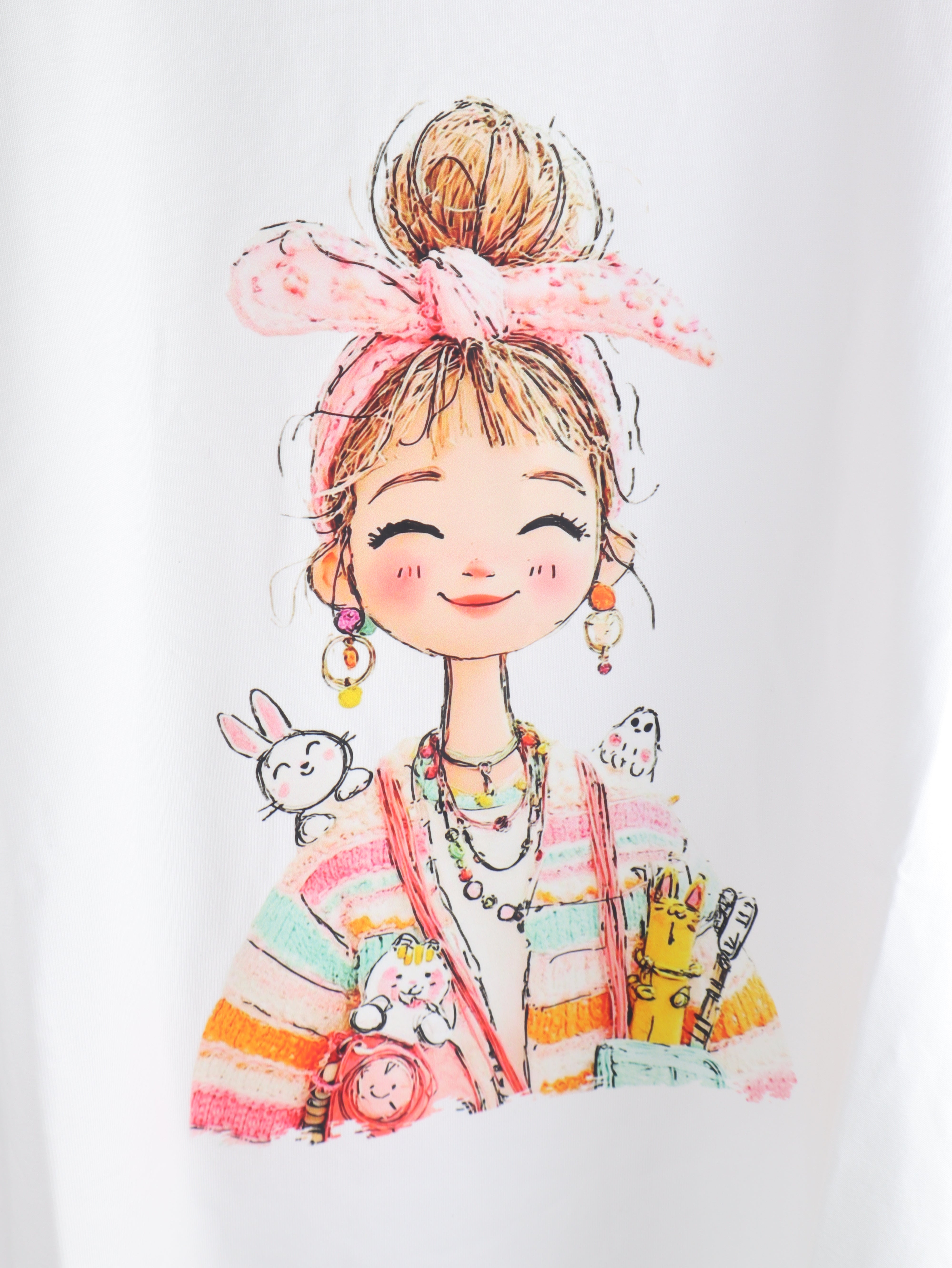 T-Shirt mit Mädchen & Tier Print