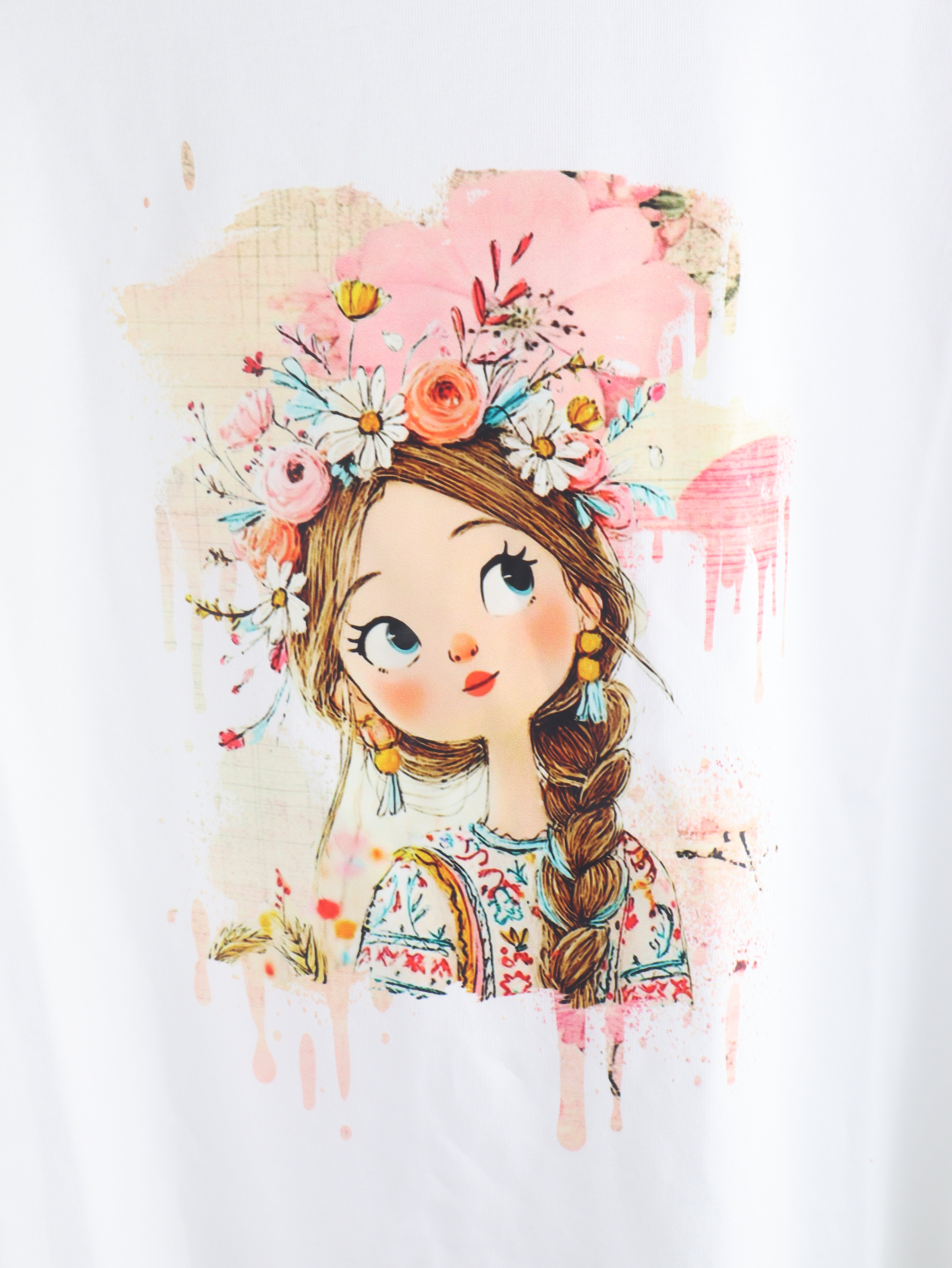 T-Shirt mit Blumenmädchen Print