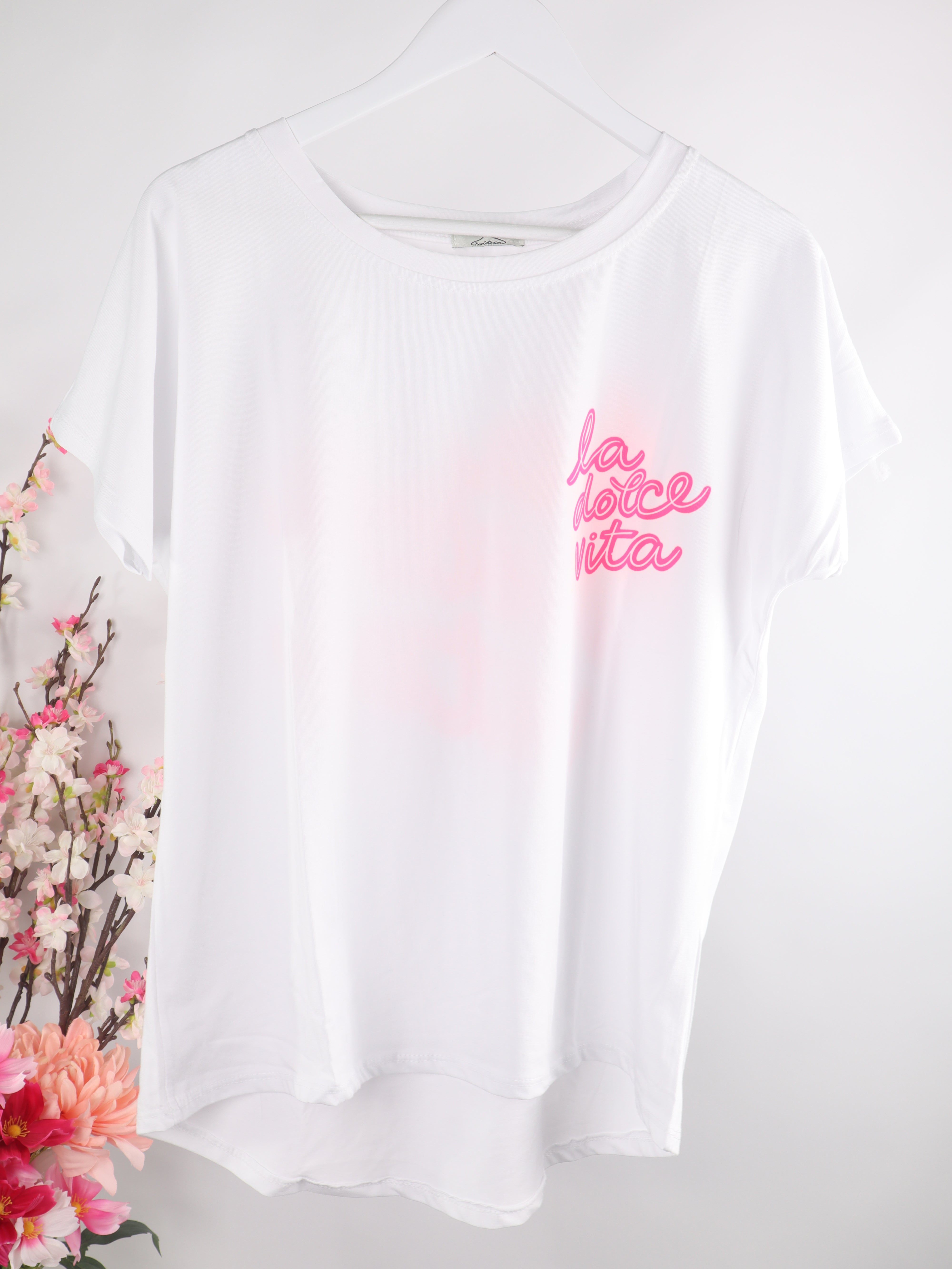 T-Shirt „La Dolce Vita“ mit Neon-Pink Print