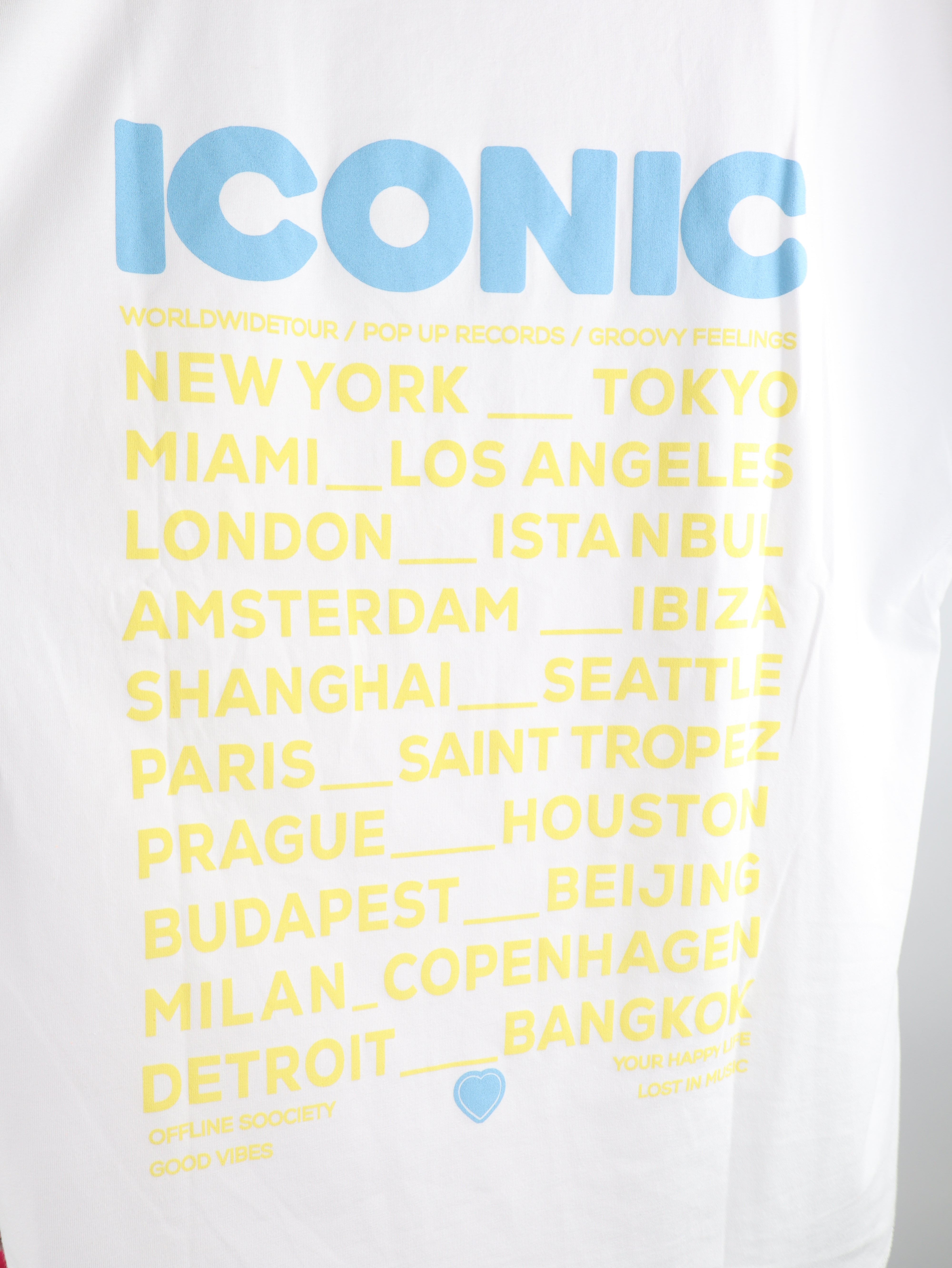 Oversize T-Shirt „ICONIC“ mit Neon Print - Gelb/Blau