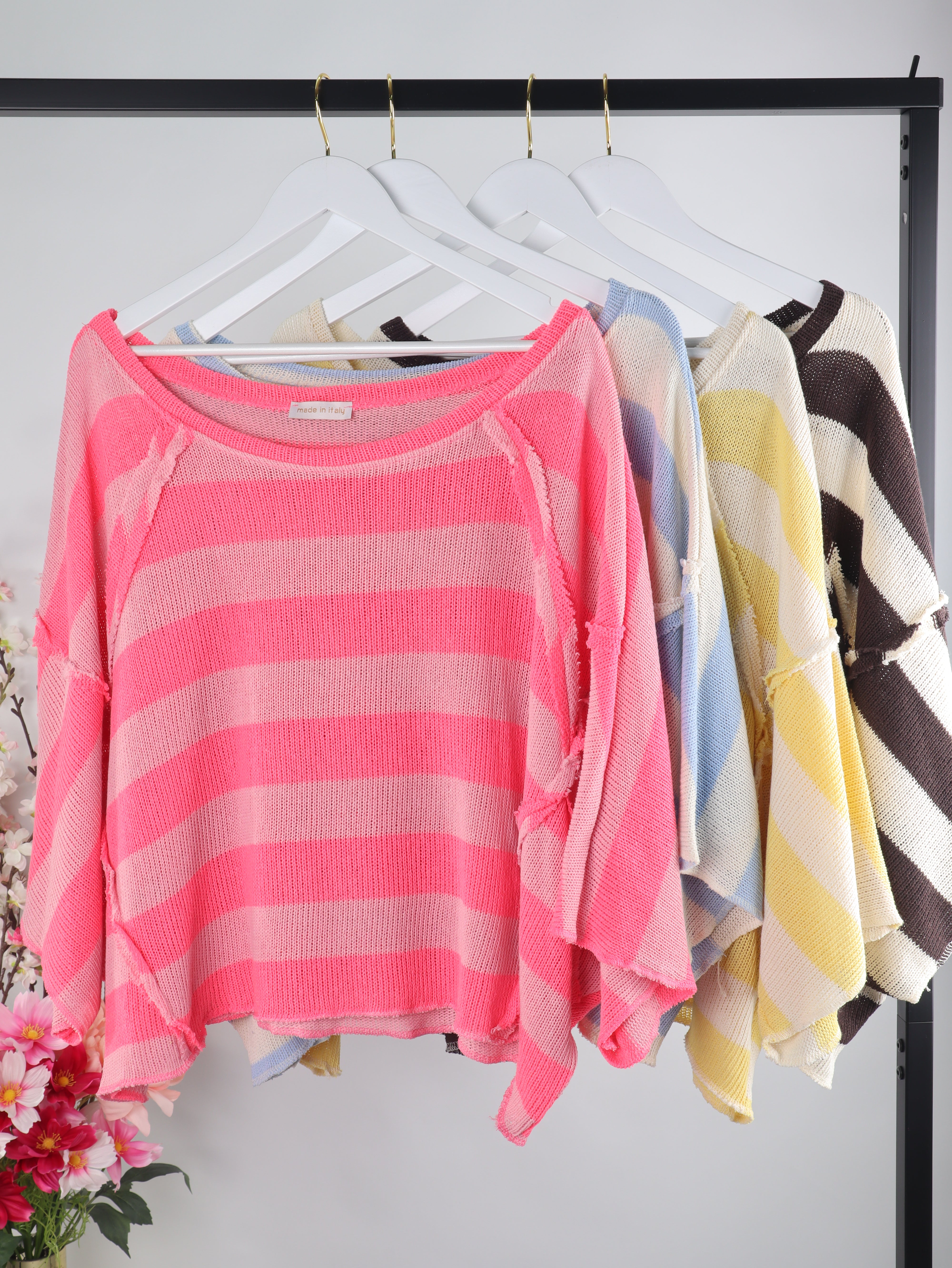 Oversize Häkelshirt mit Streifen