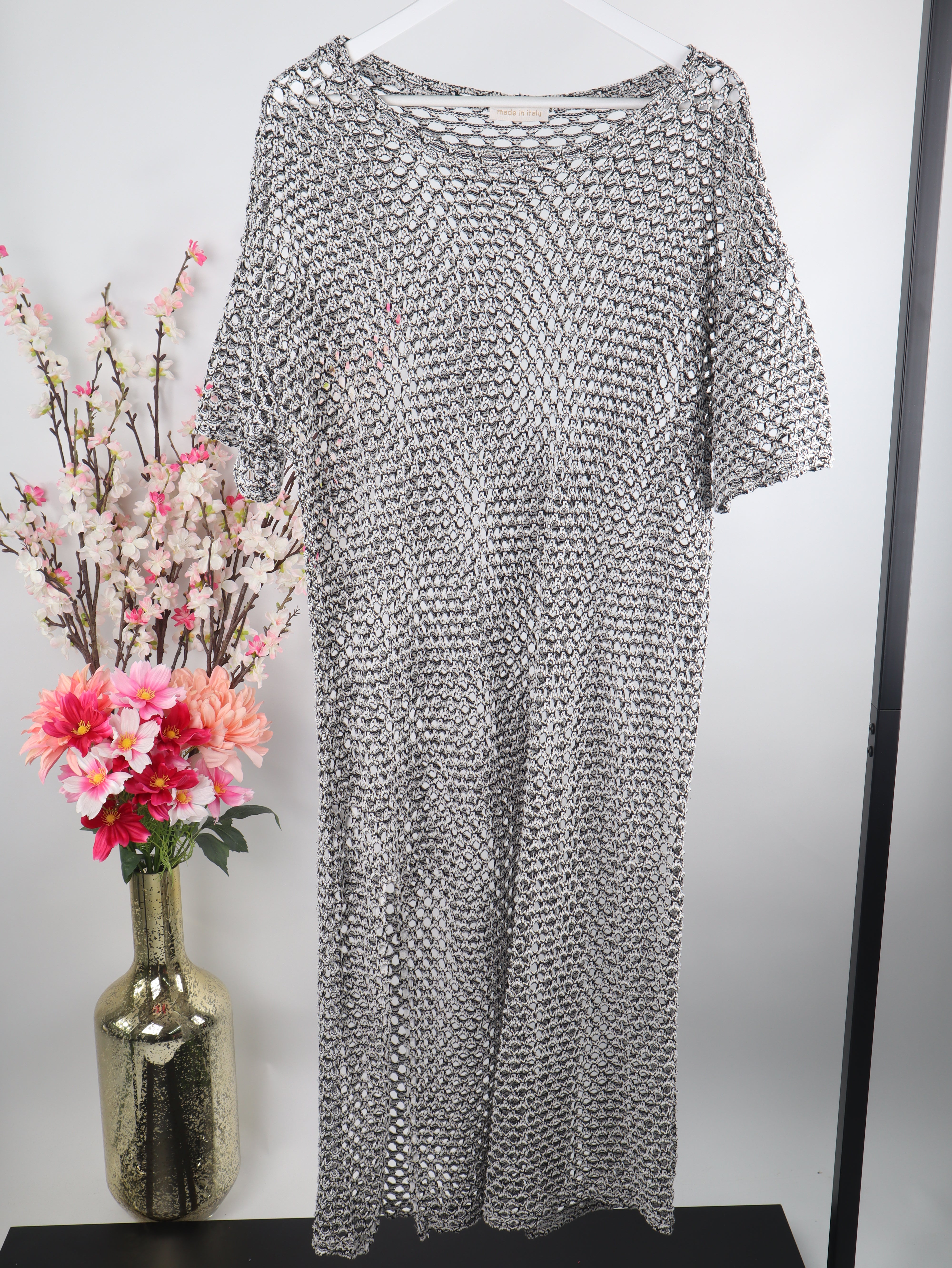 Oversize Strickkleid mit Boho Netzoptik