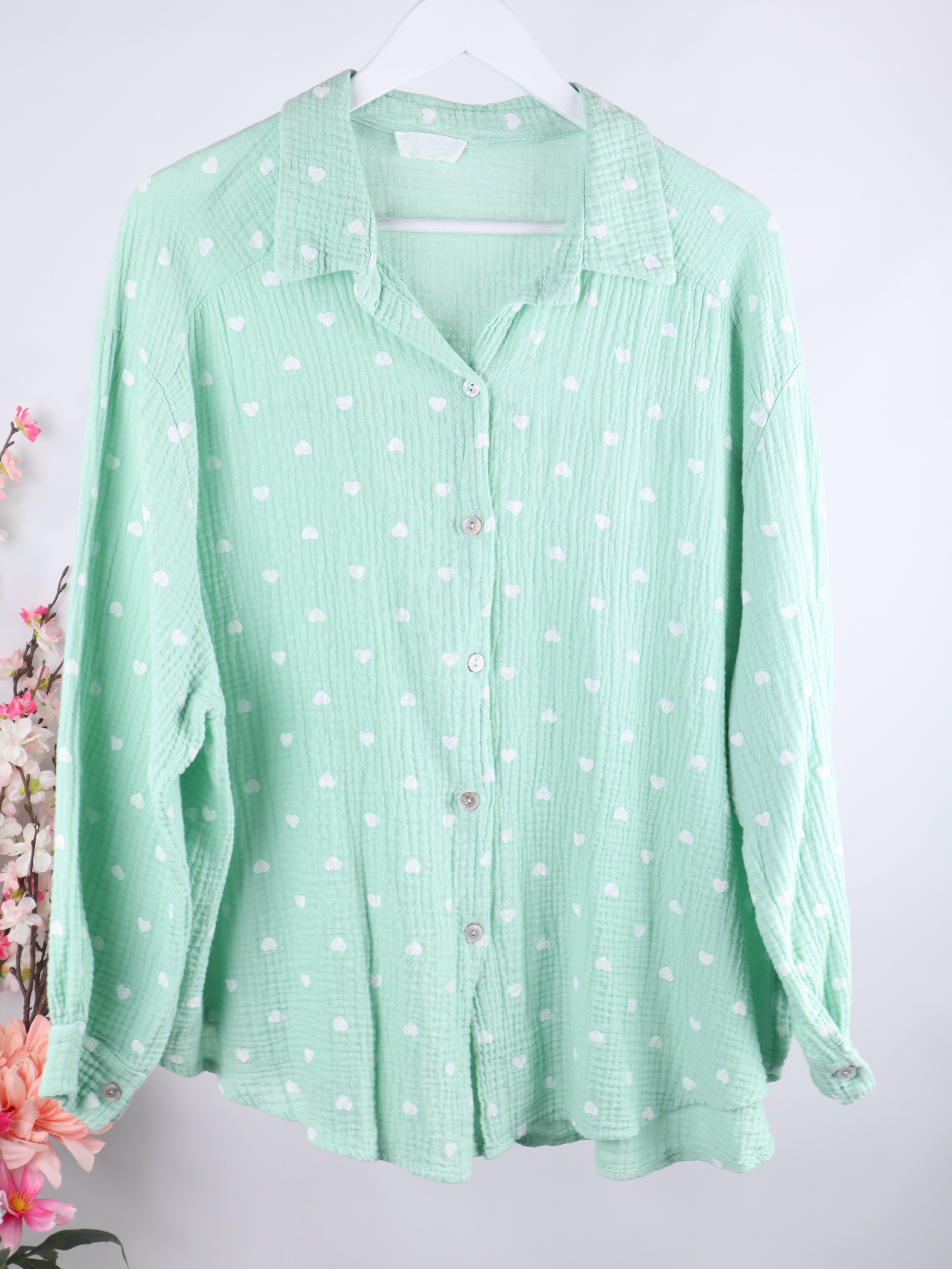 Musselin Bluse mit Herzprint