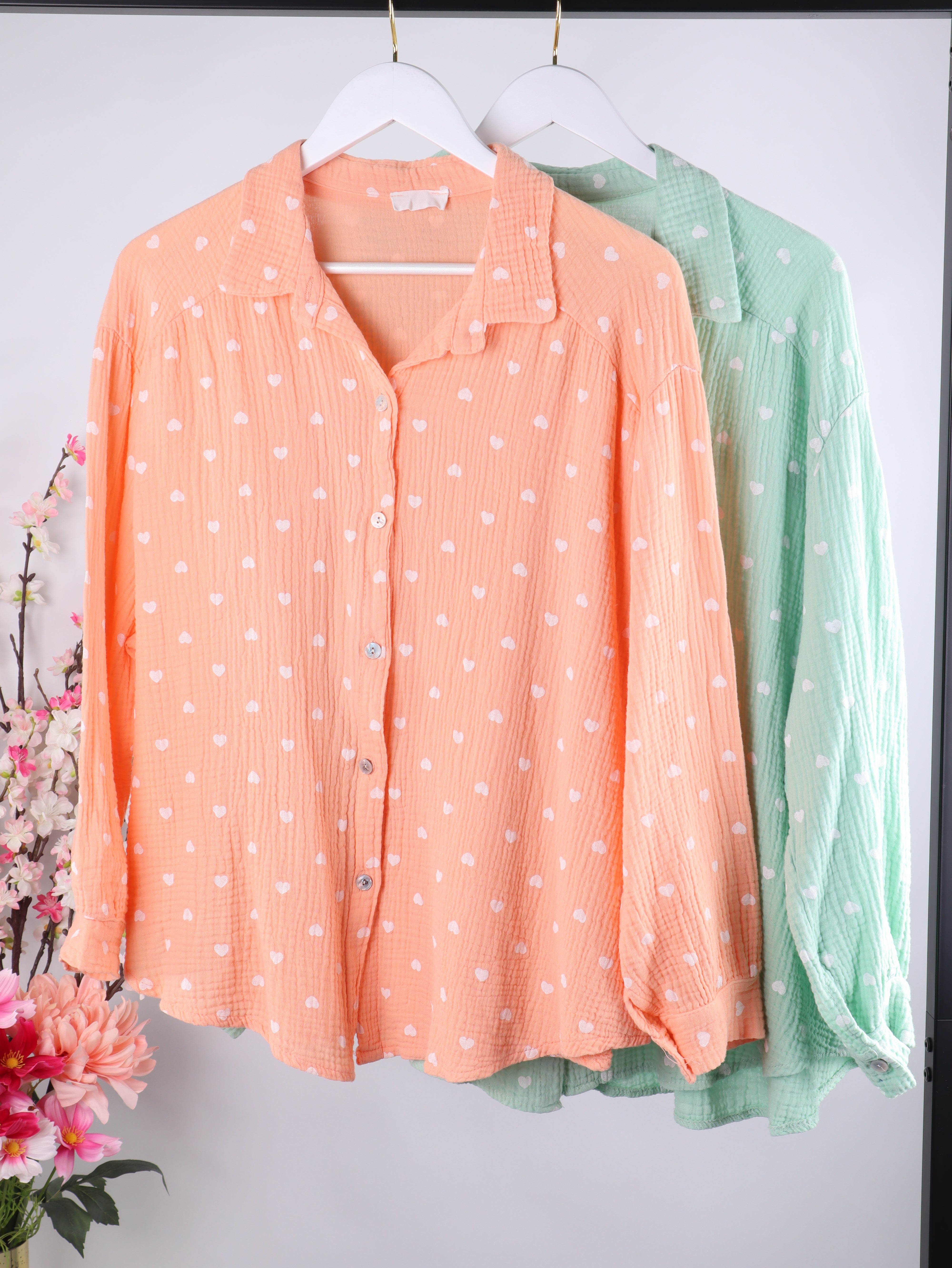 Musselin Bluse mit Herzprint