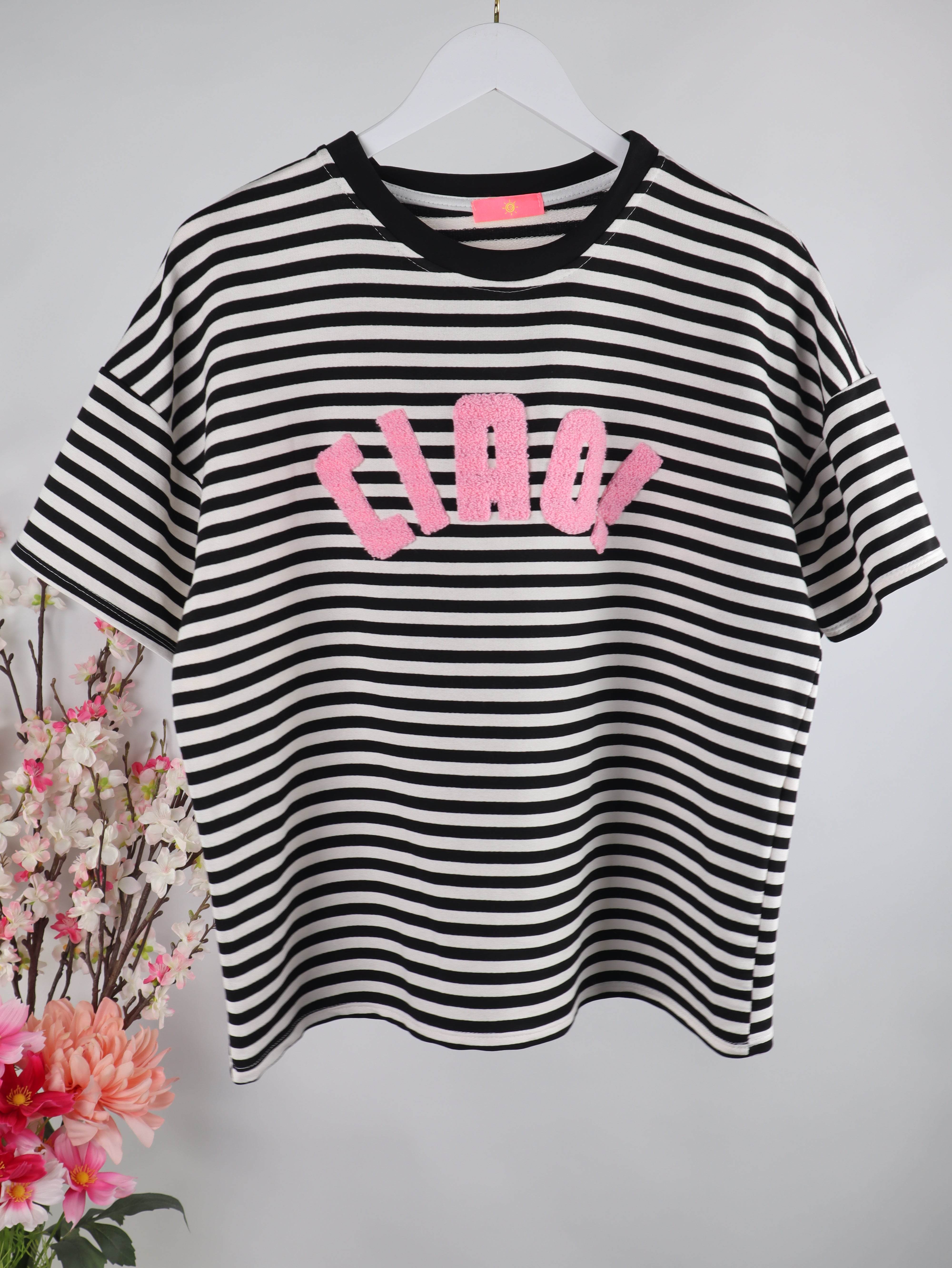 Gestreiftes Sweatshirt „CIAO“