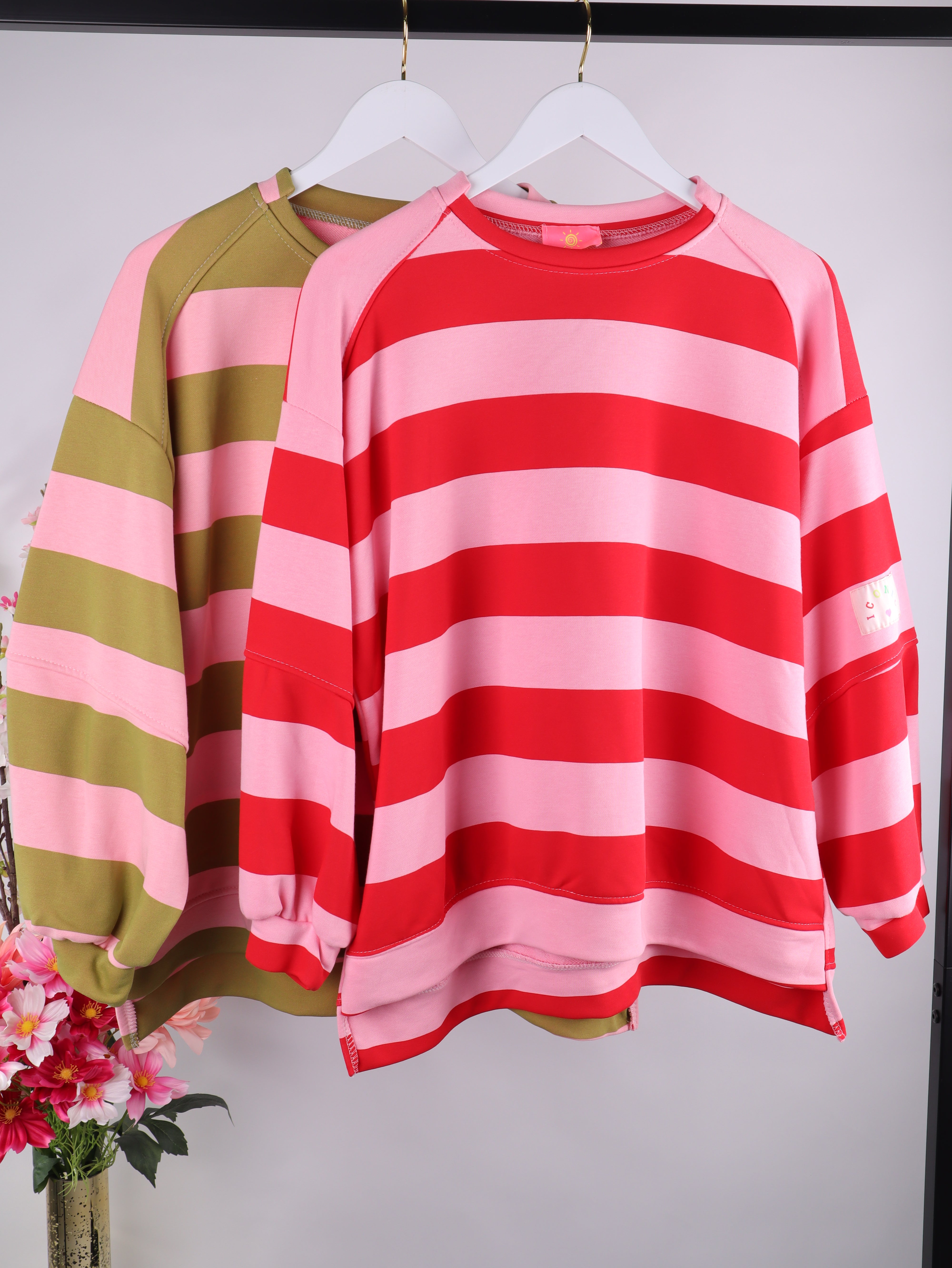 Oversized Streifen-Sweater mit ICONIC-Patch