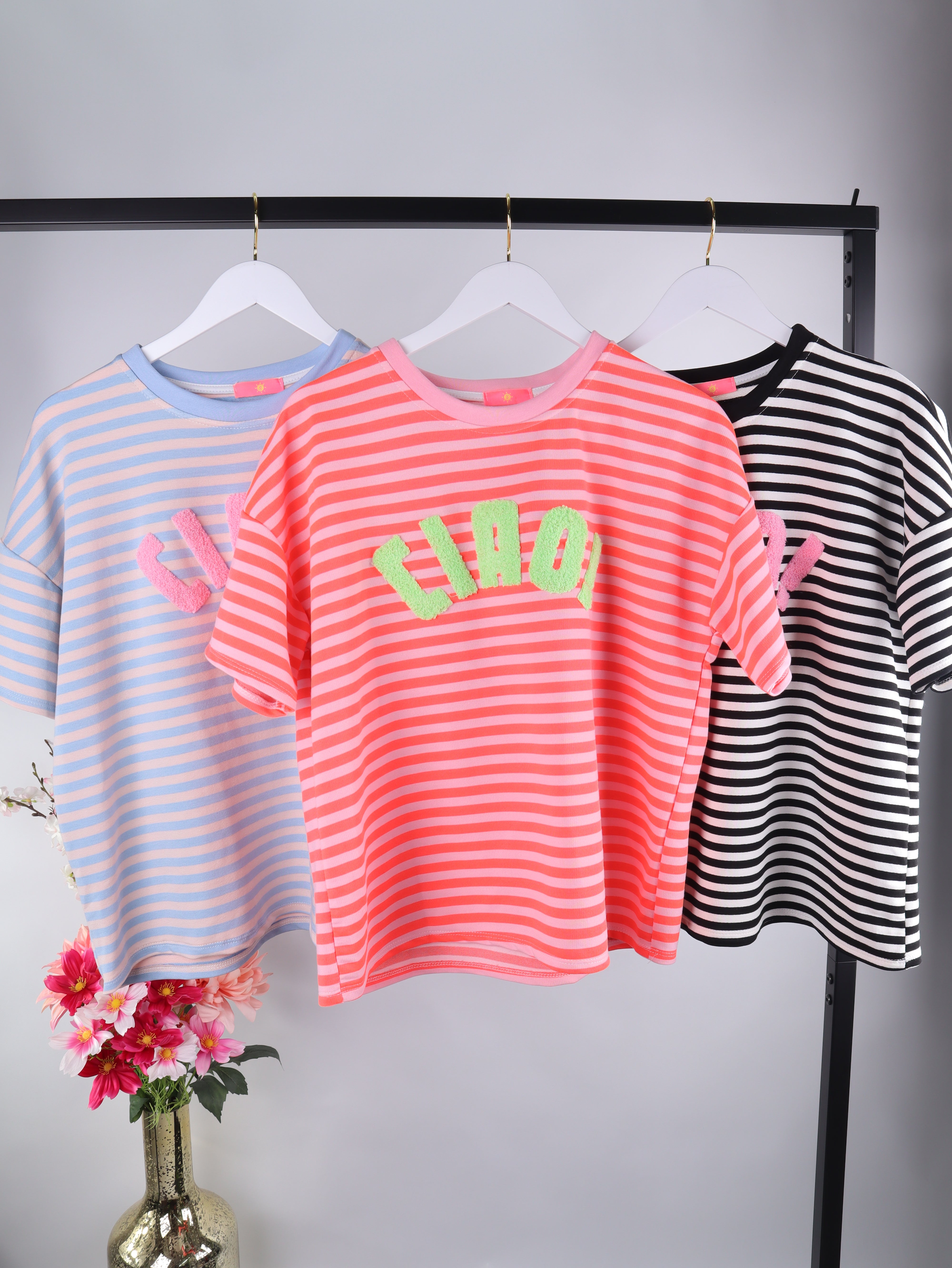 Gestreiftes Sweatshirt „CIAO“