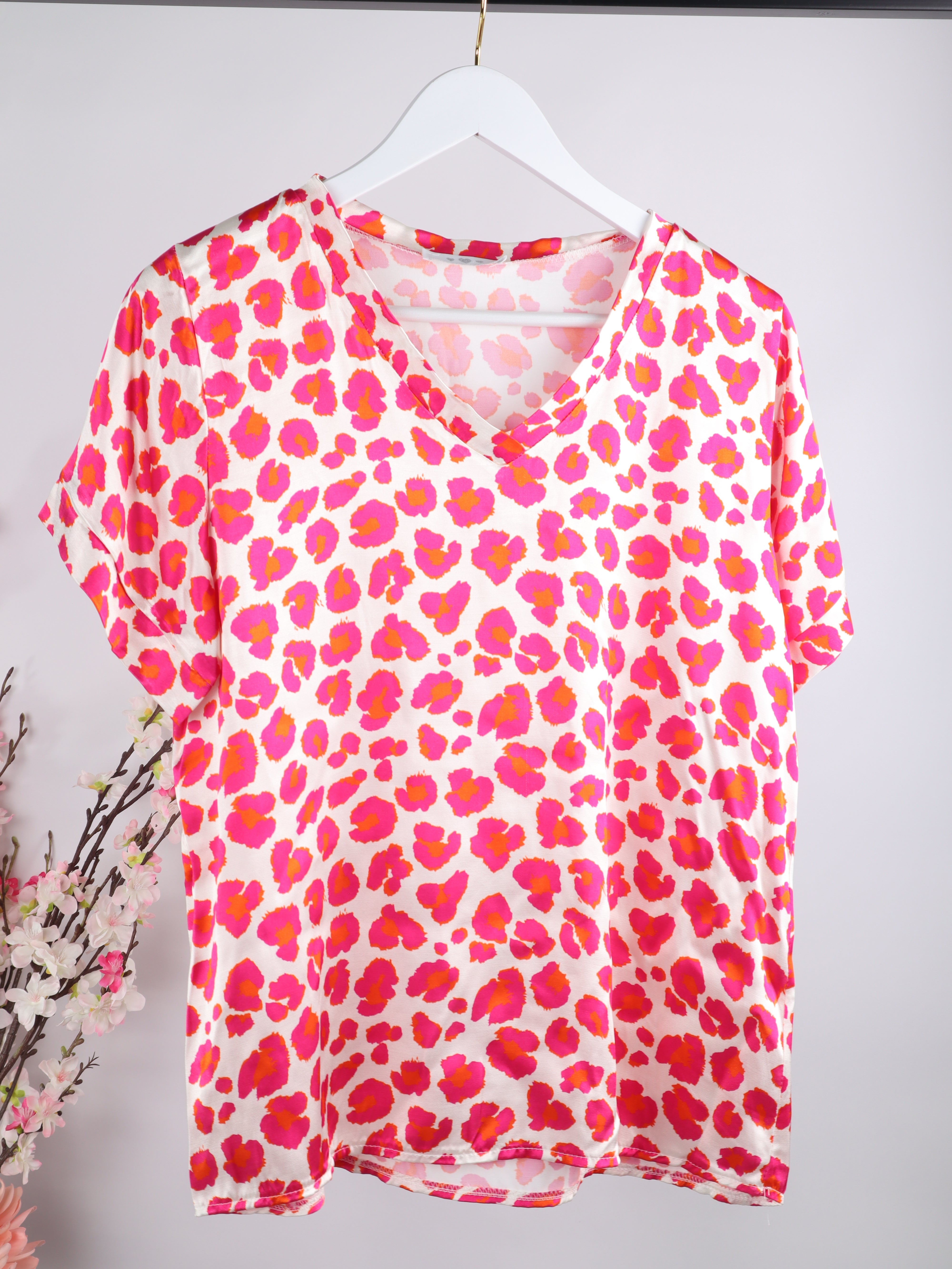 Viskose-Bluse mit Leo-Print