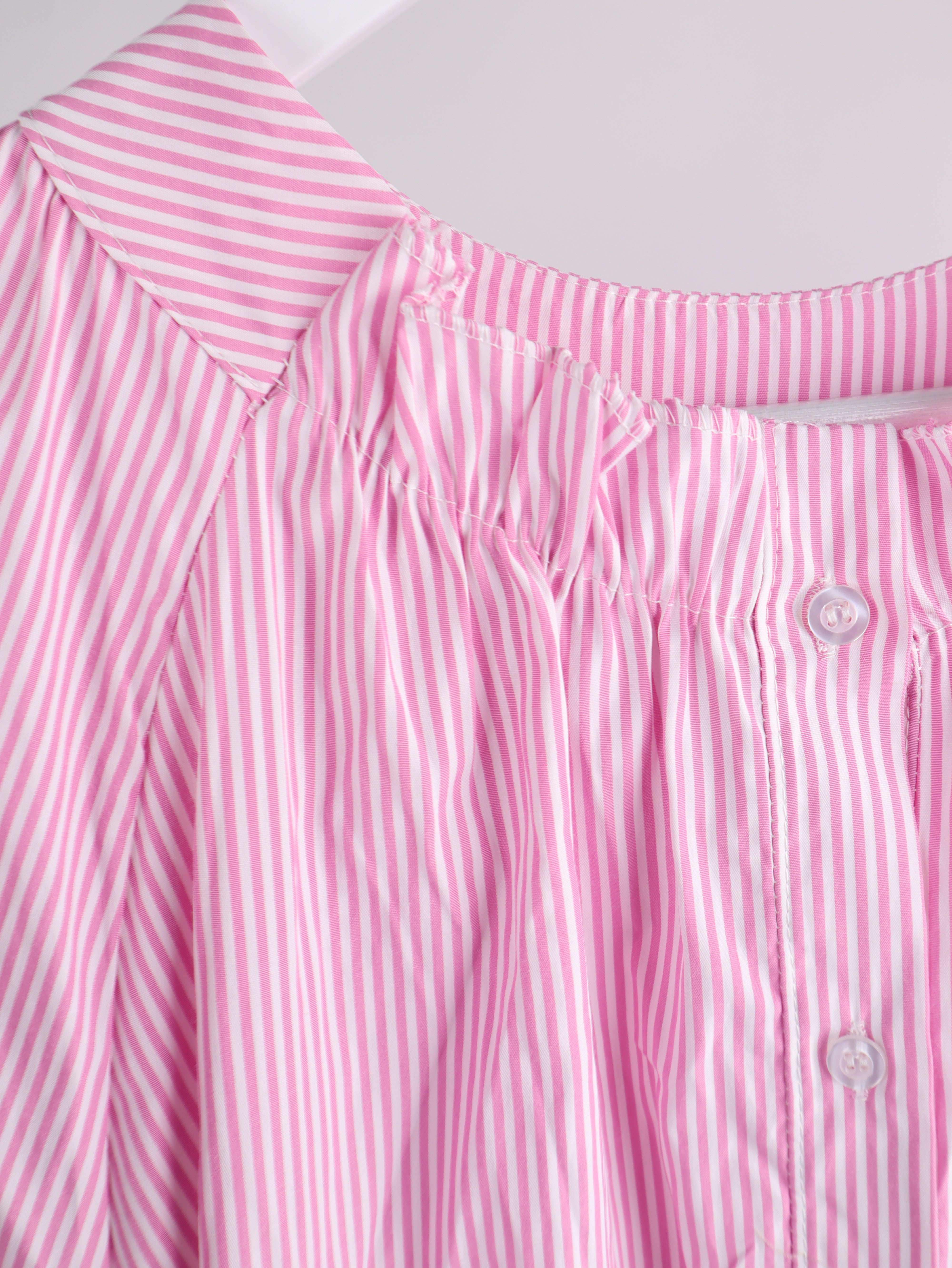 Gestreifte Oversize Baumwoll-Bluse mit Volumenärmeln 2.0