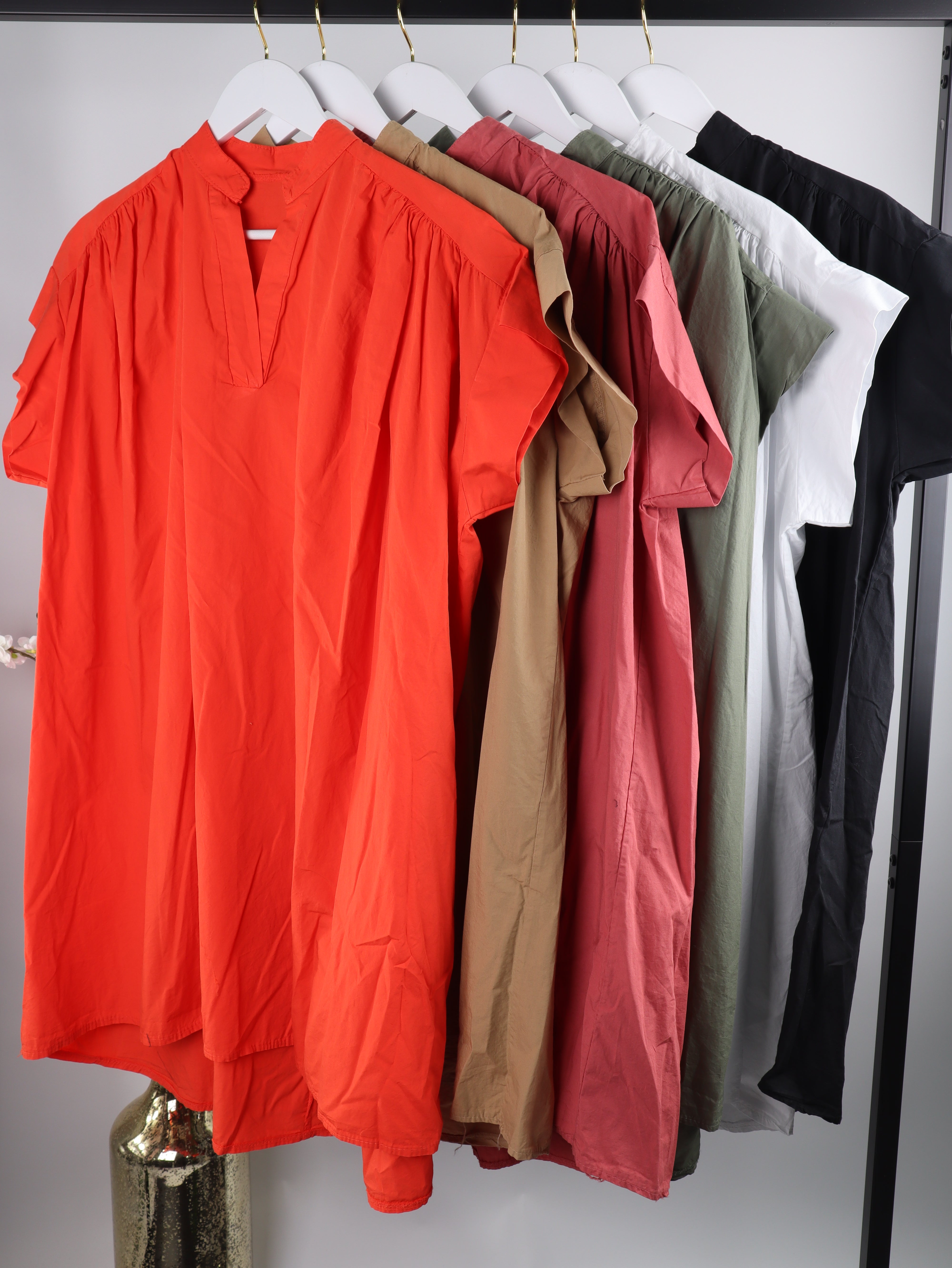 Lange Oversize Baumwoll-Tunika