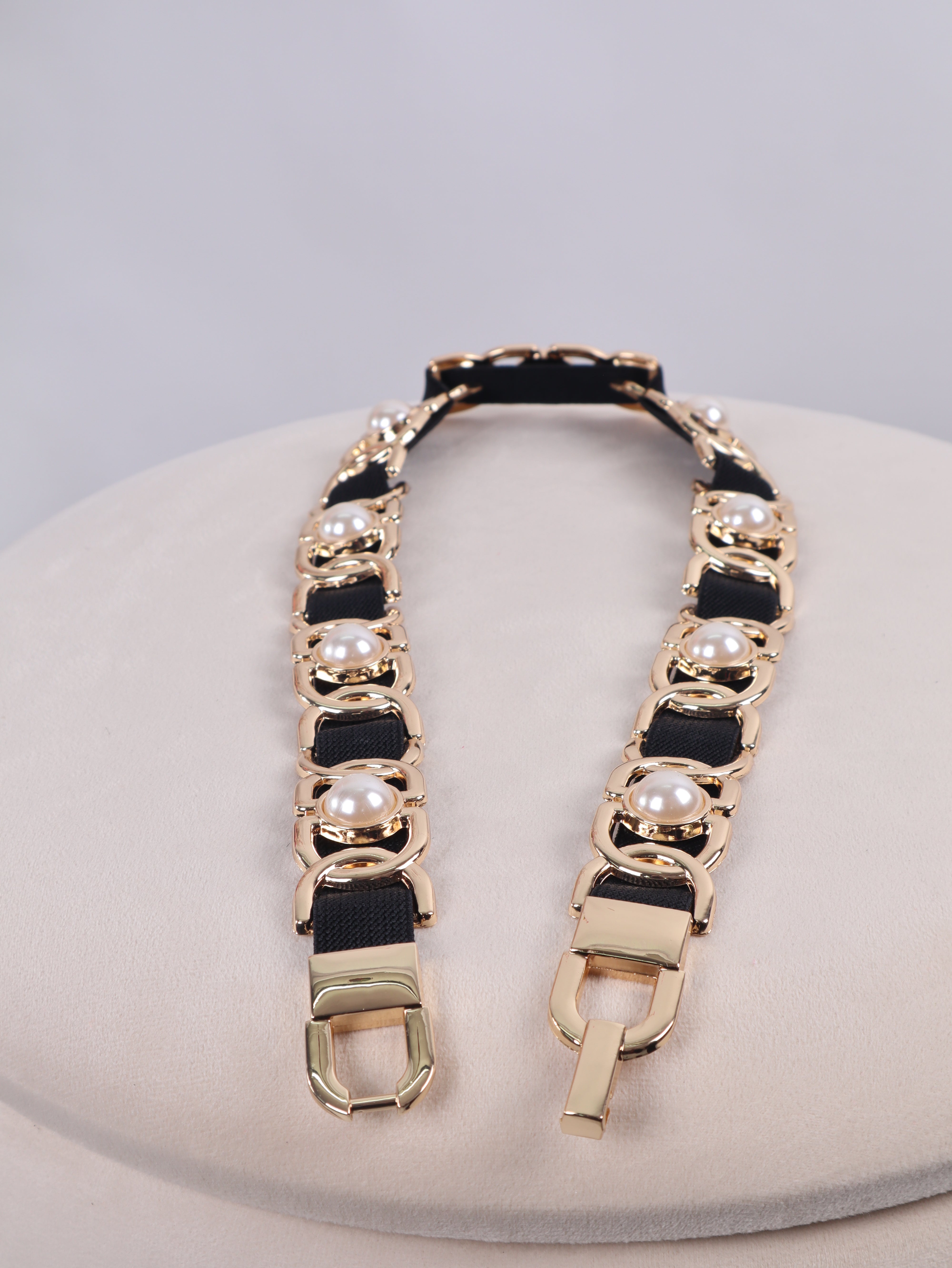 Chain & Pearl Elastikgürtel Gold