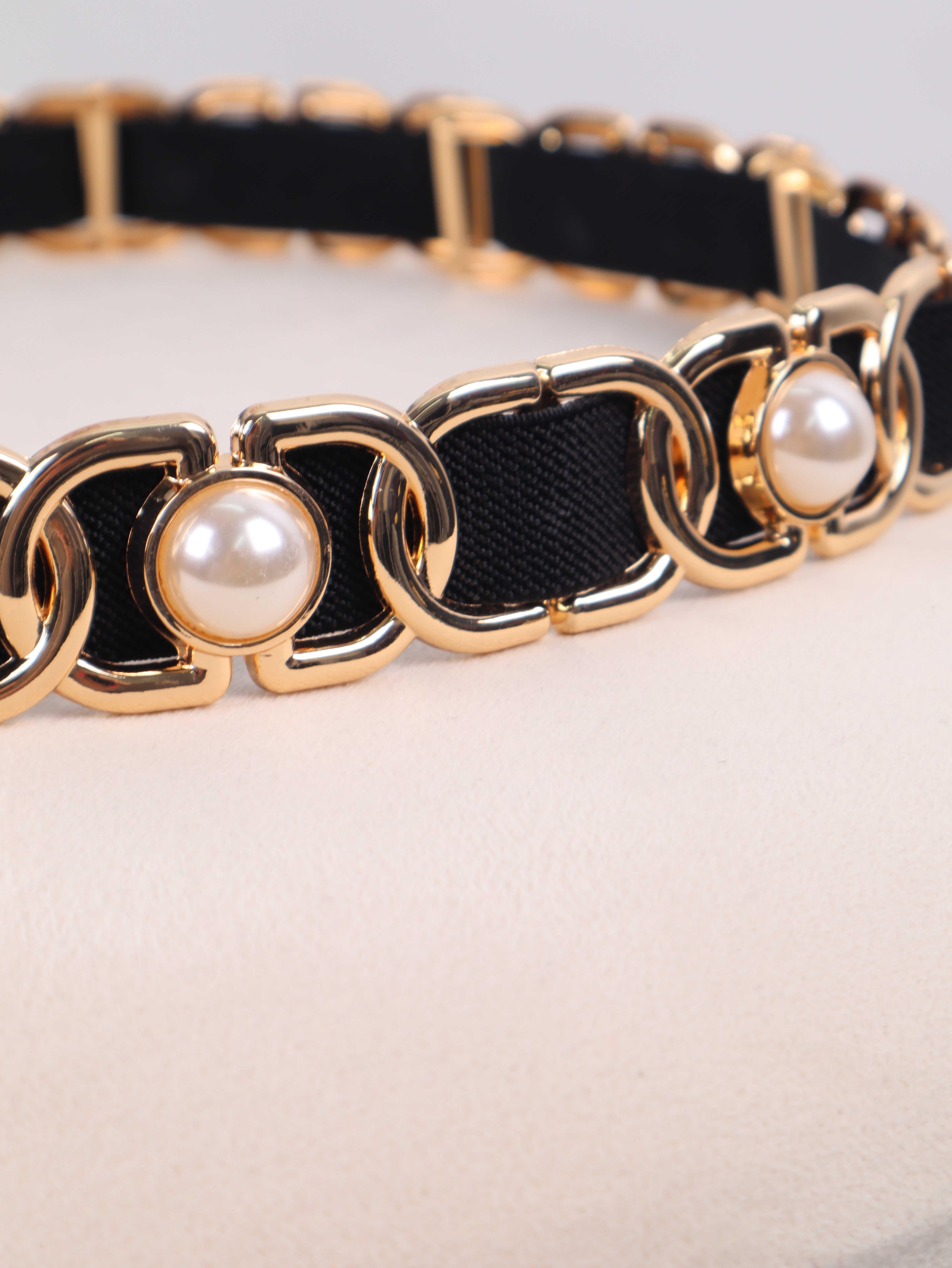 Chain & Pearl Elastikgürtel Gold