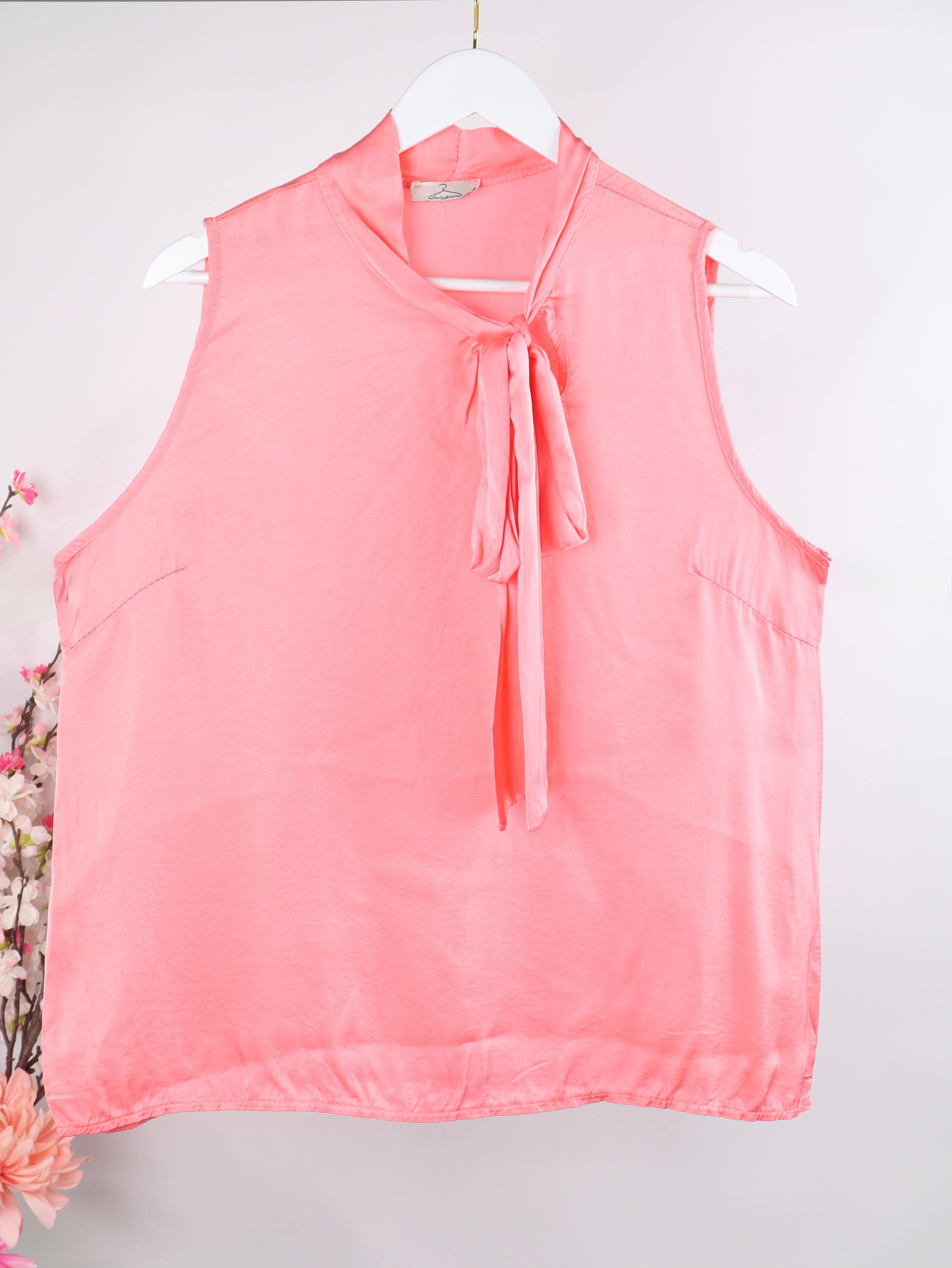 Halterneck Bluse mit Schleife – Viskose & Seide Mix