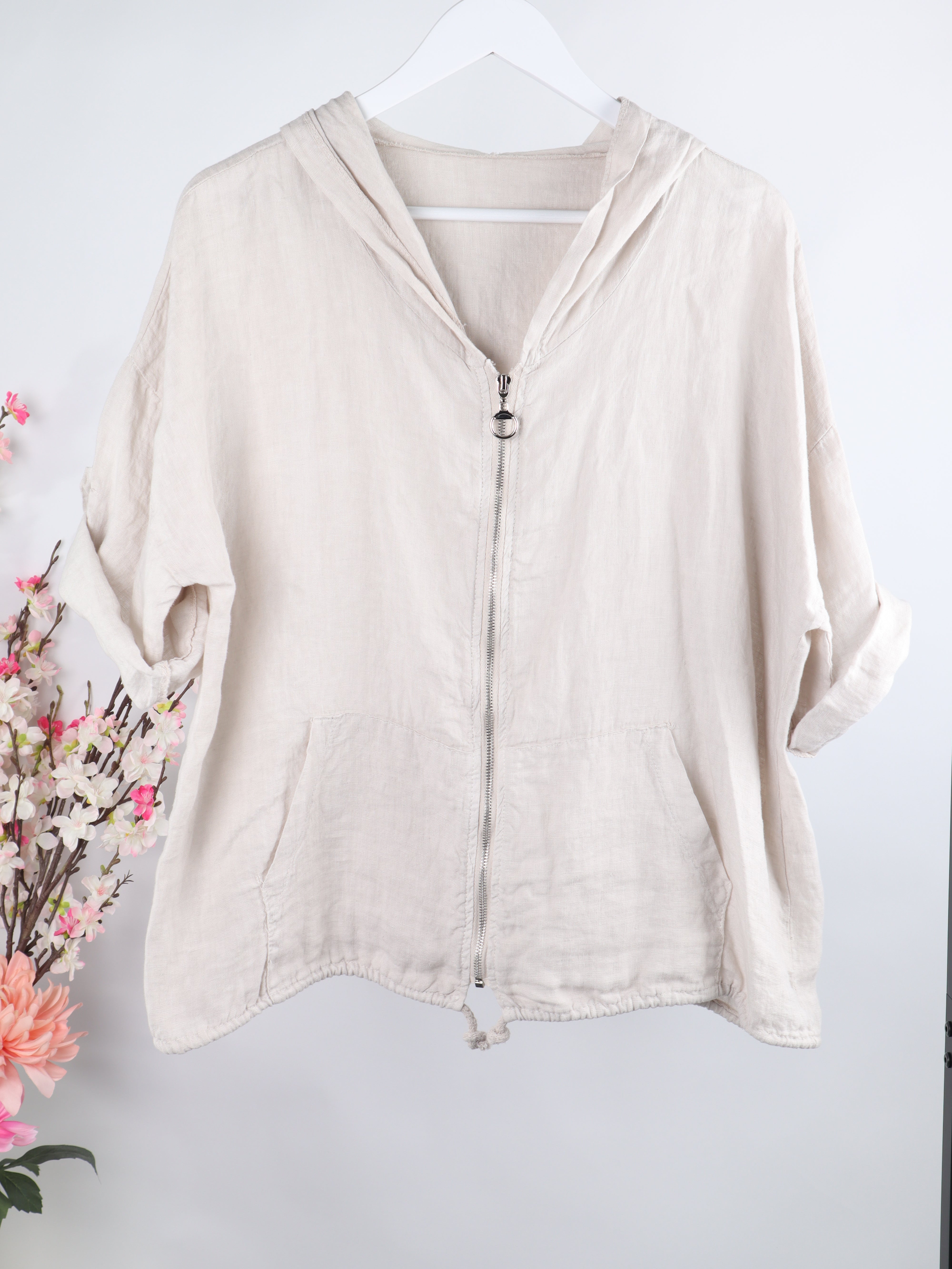 Leinen-Kapuzenjacke