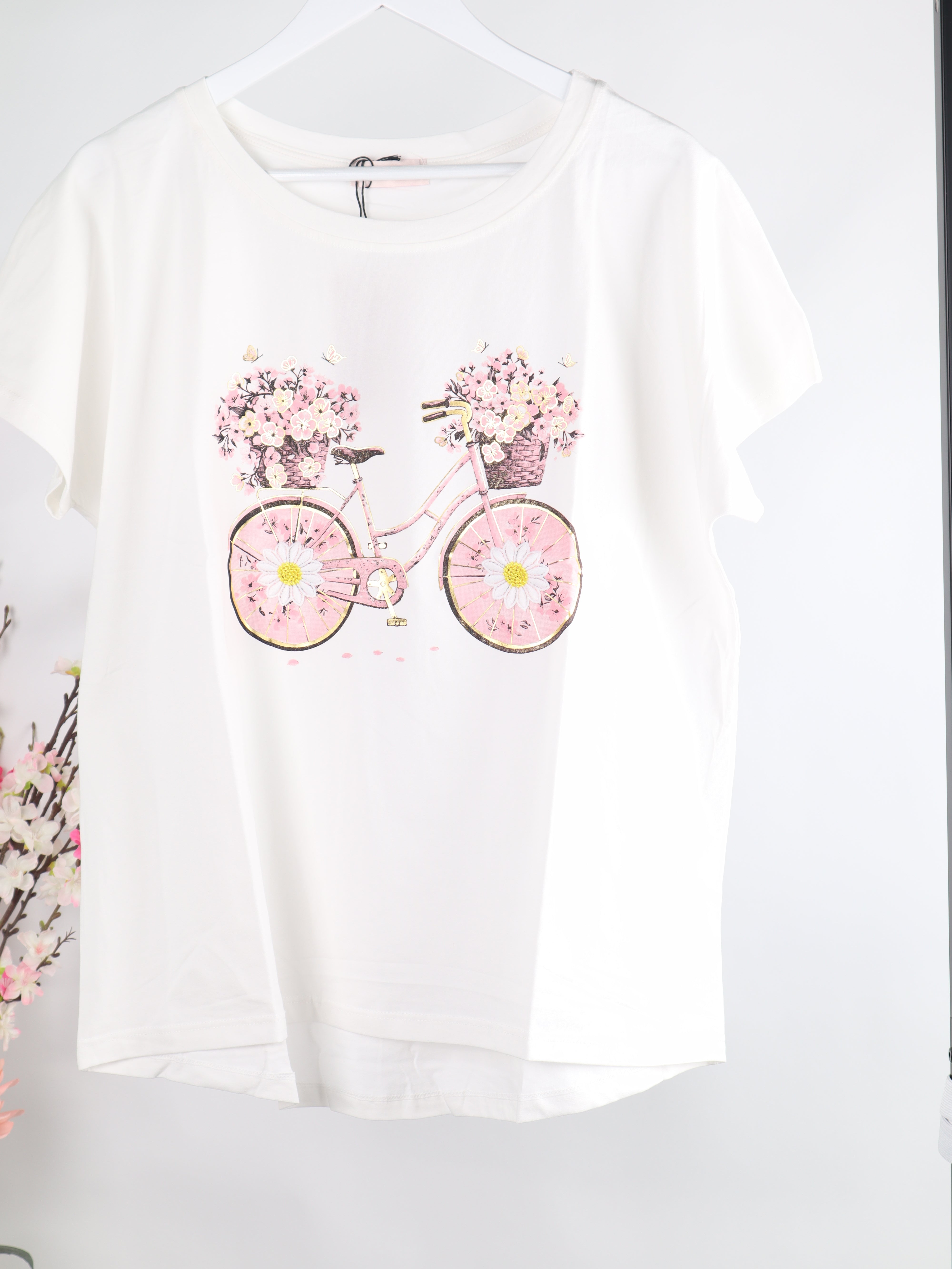 T-Shirt Fahrrad mit Blumen
