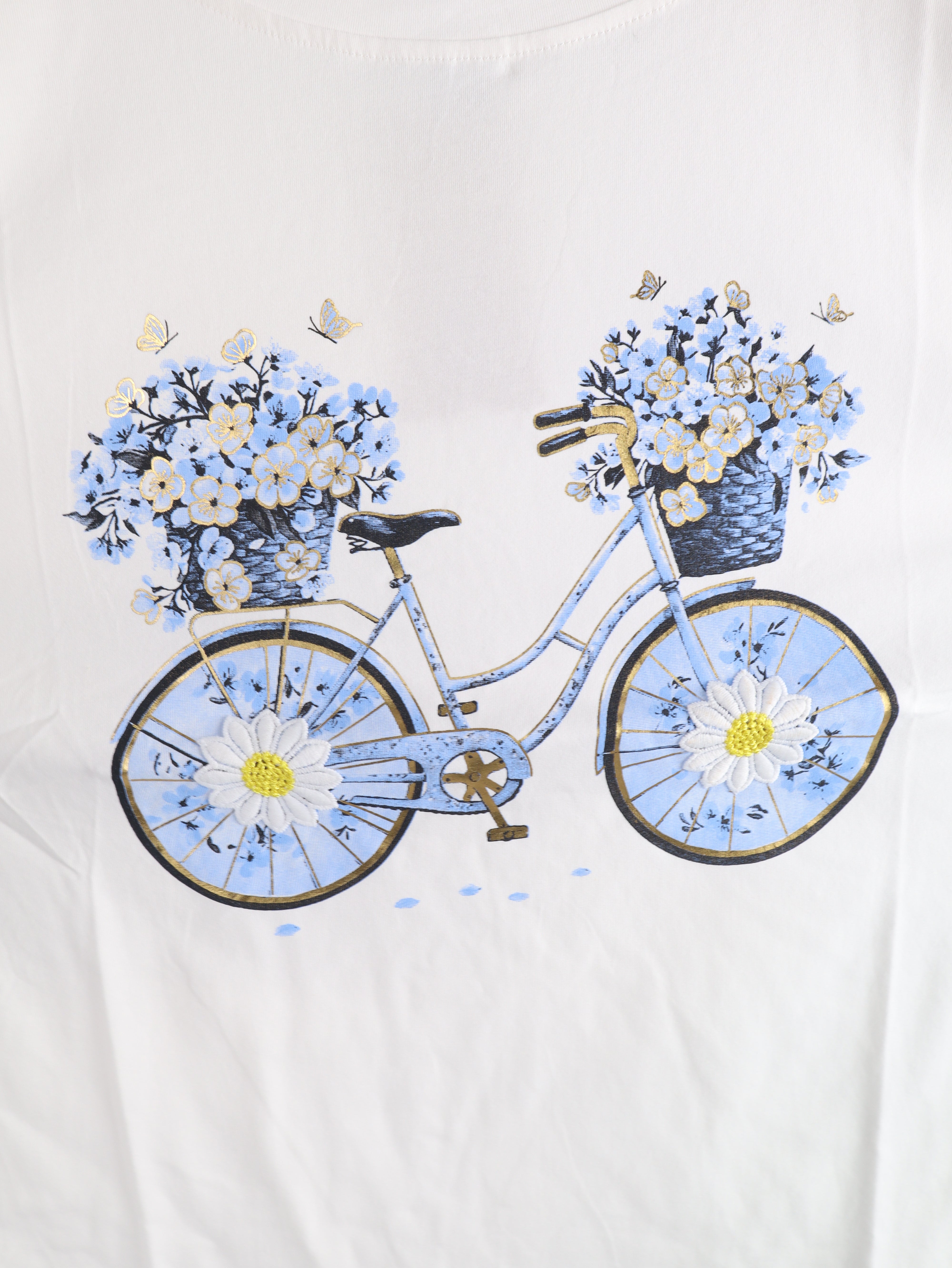 T-Shirt Fahrrad mit Blumen