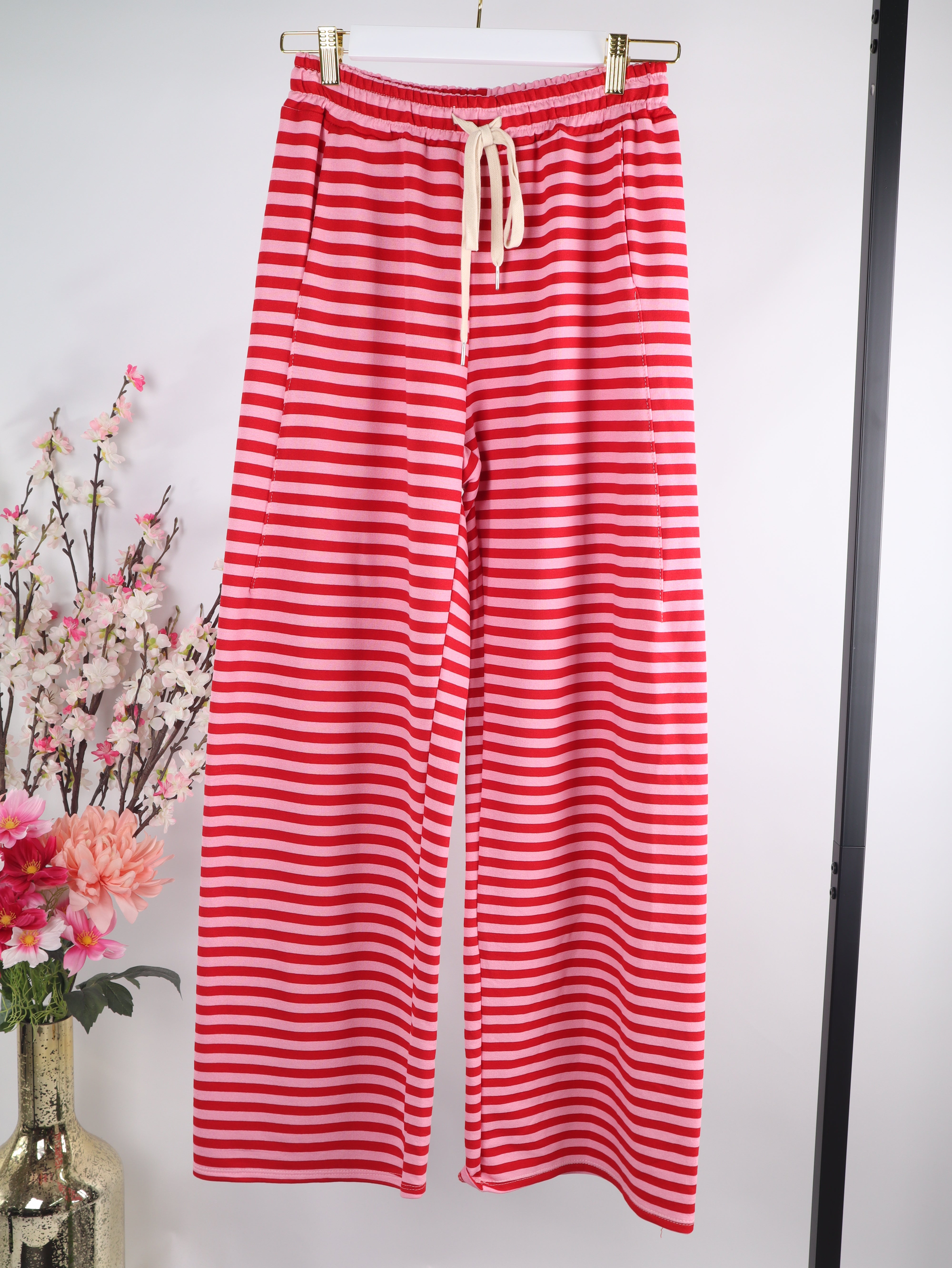 Streifen Sommerhose mit elastischem Bund – Wide Leg