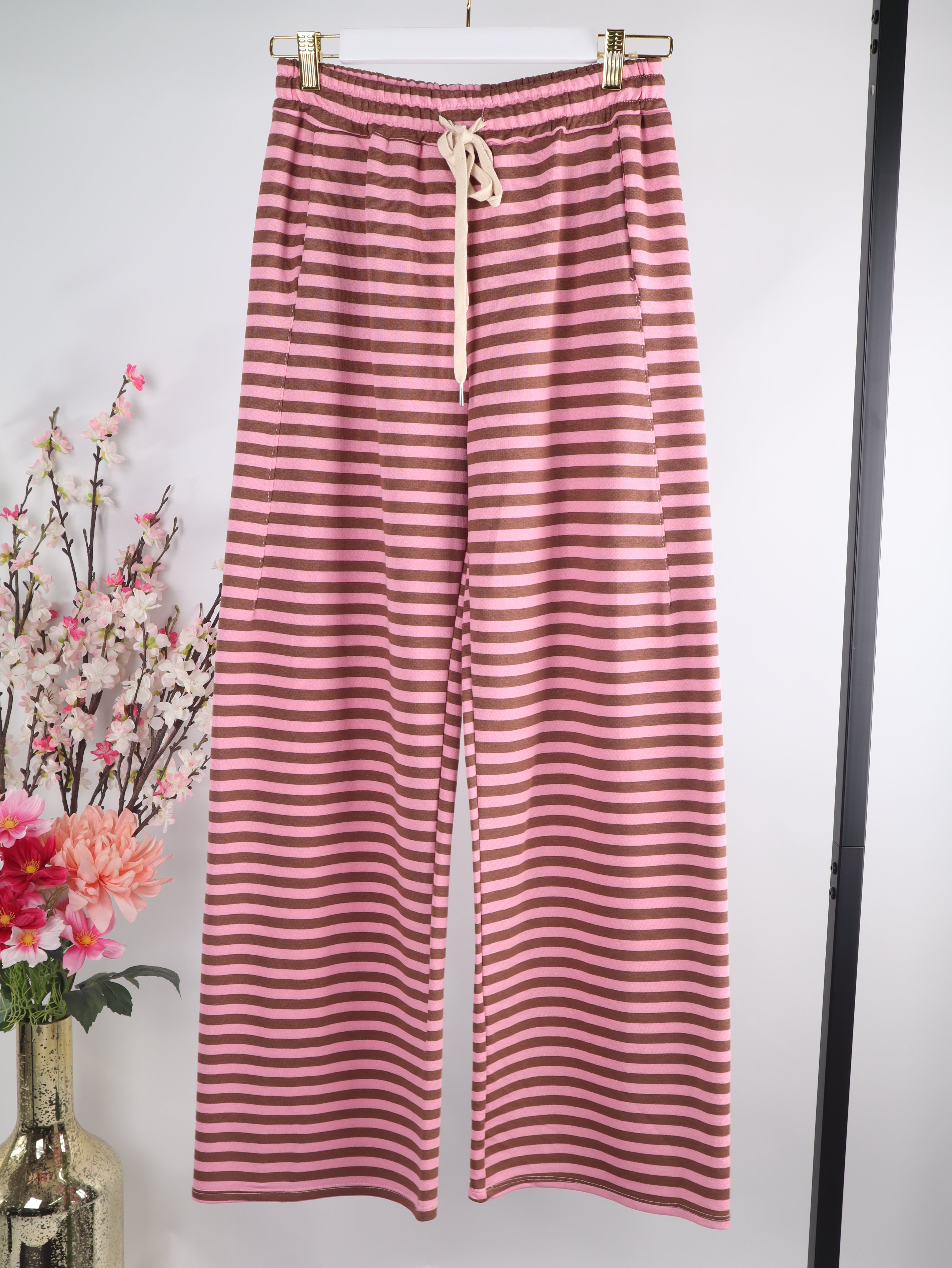 Streifen Sommerhose mit elastischem Bund – Wide Leg