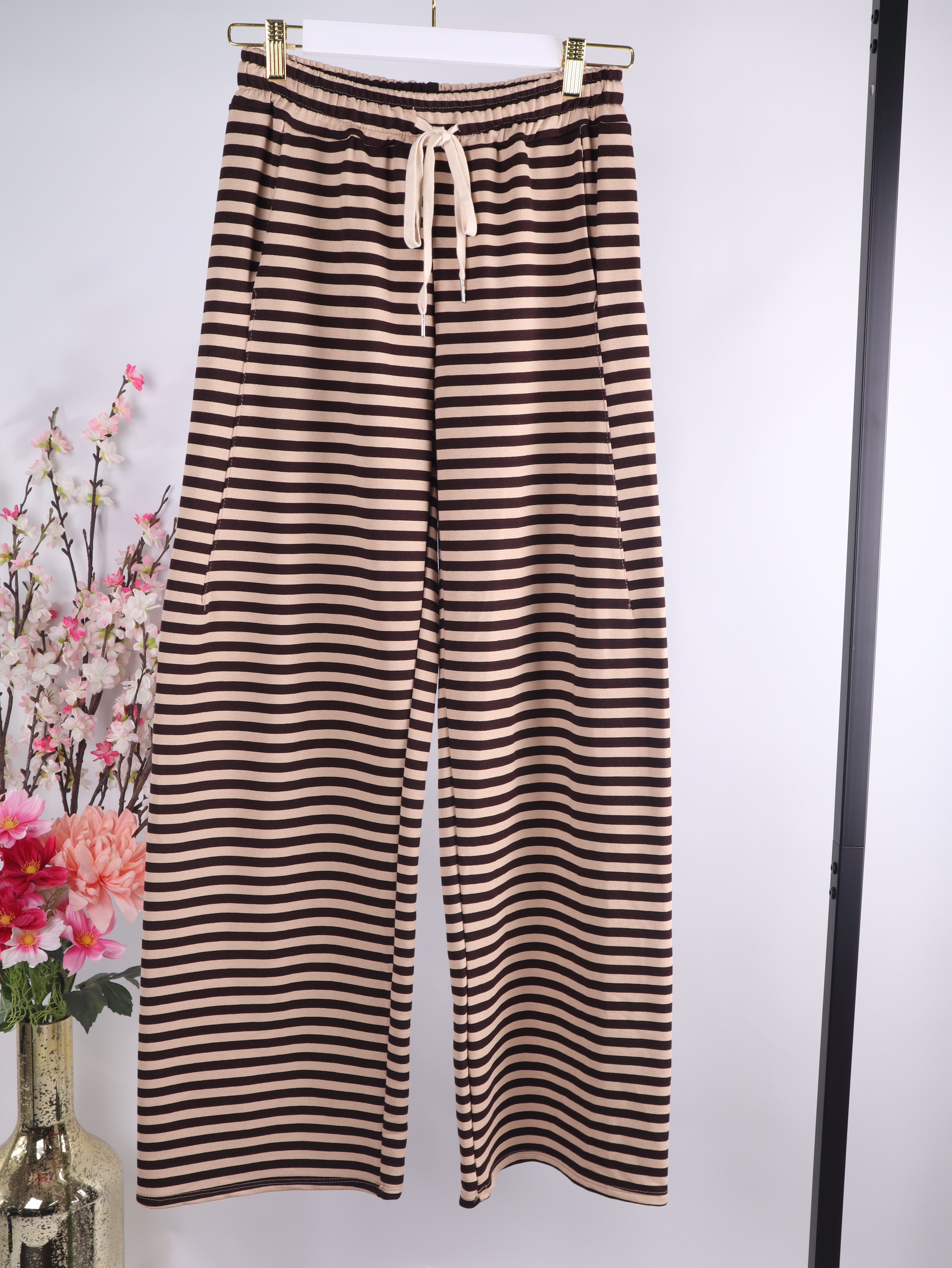 Streifen Sommerhose mit elastischem Bund – Wide Leg