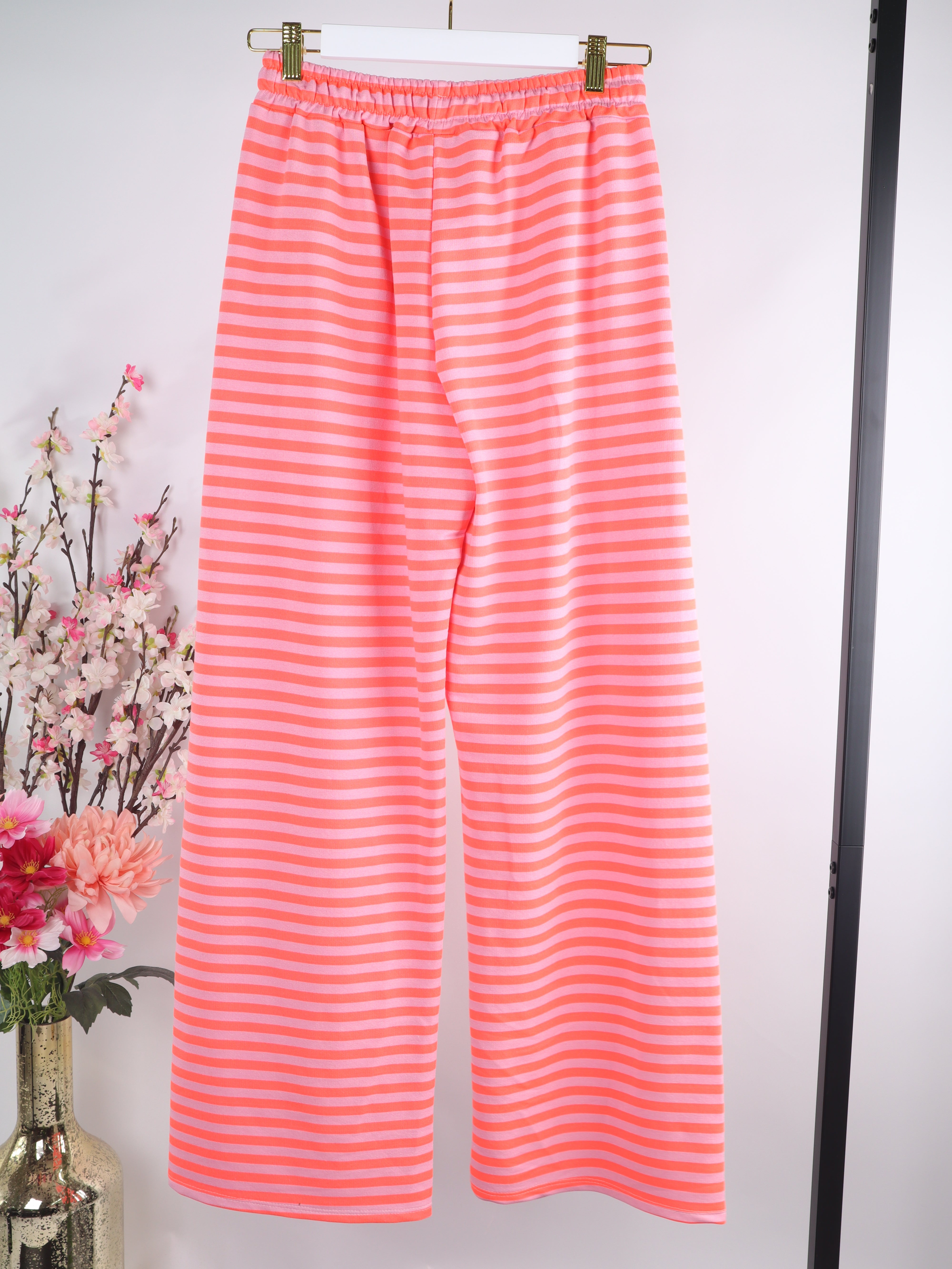 Streifen Sommerhose mit elastischem Bund – Wide Leg