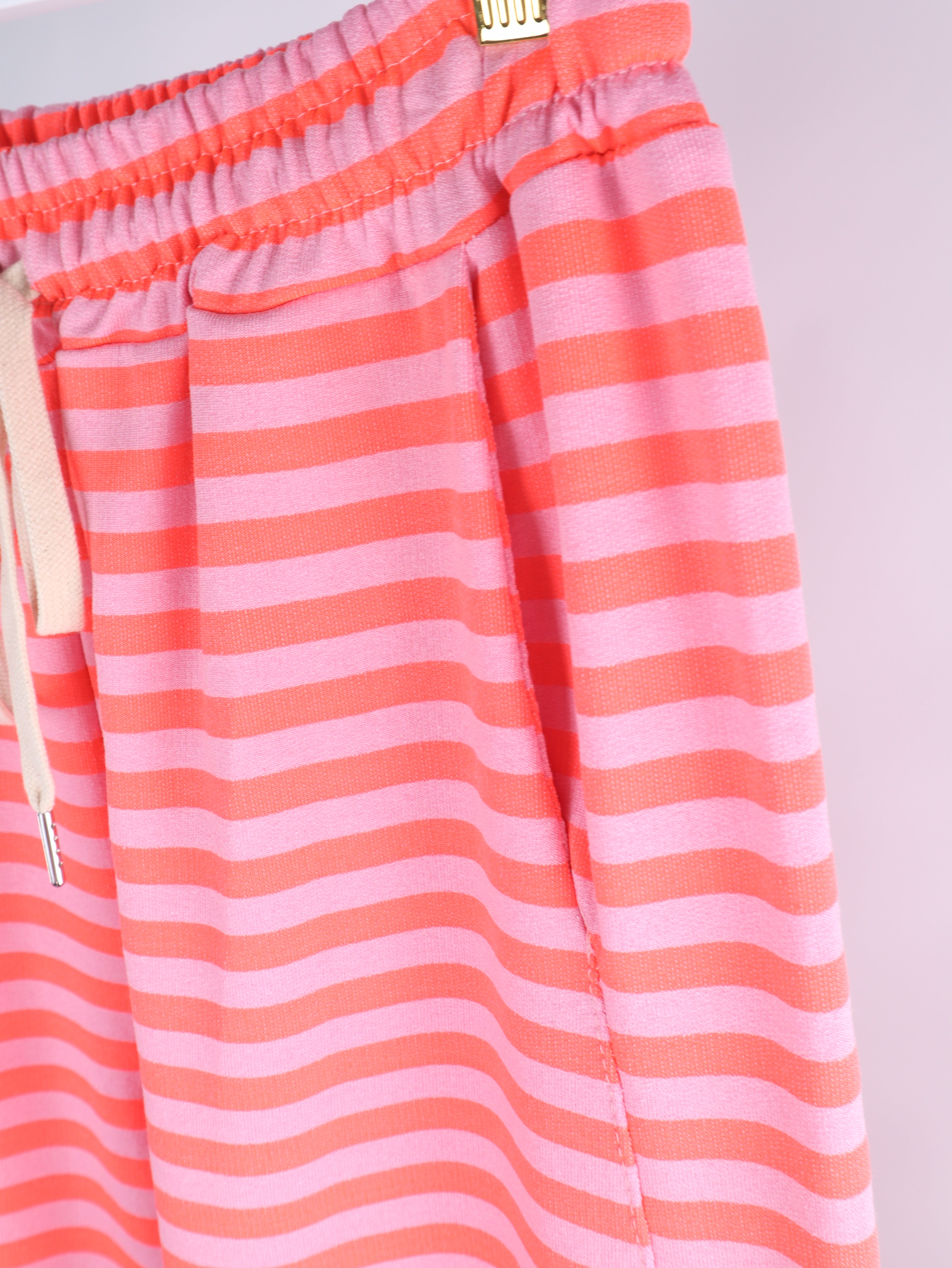 Streifen Sommerhose mit elastischem Bund – Wide Leg
