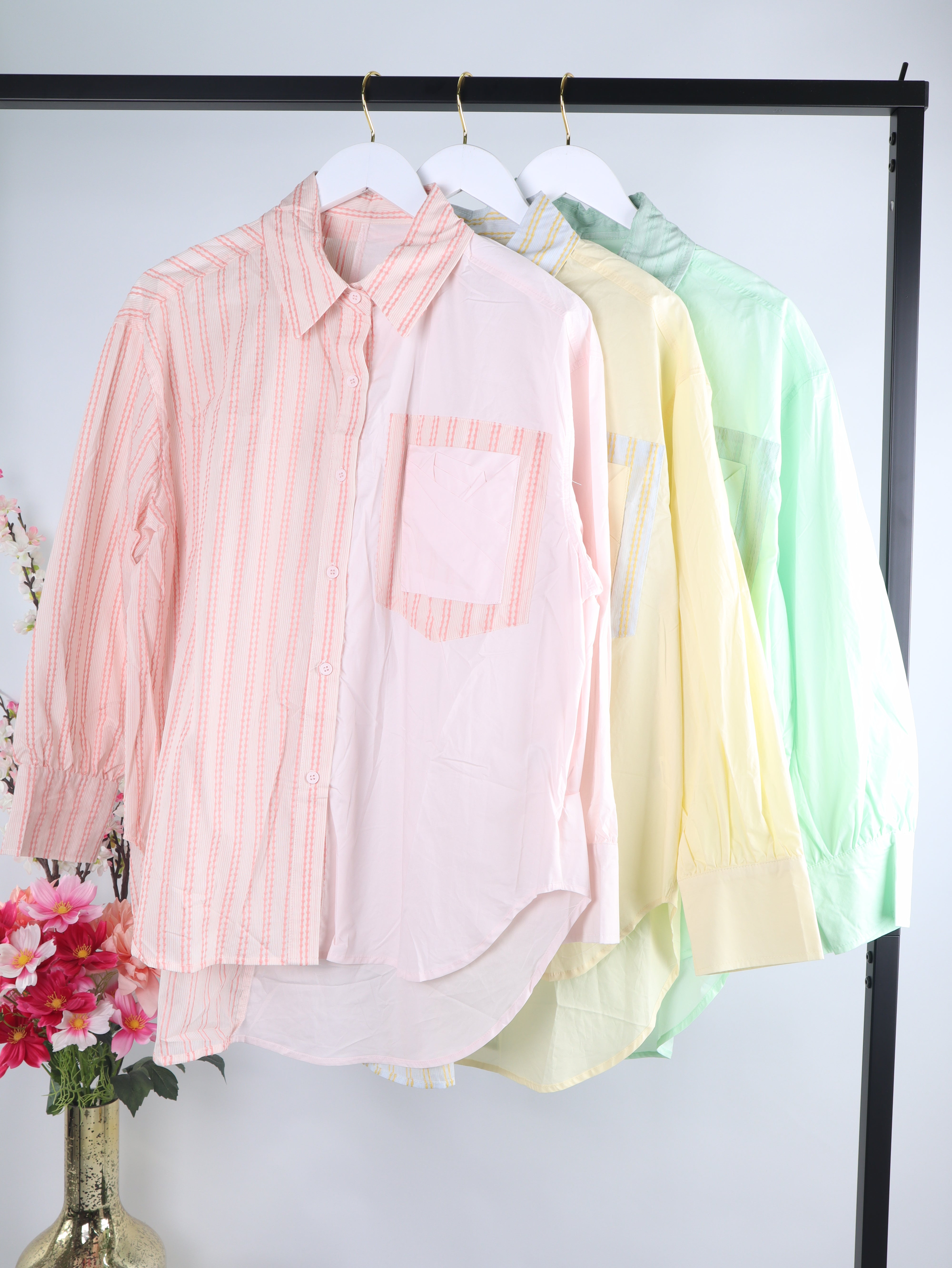 Oversize Bluse Two-Tone