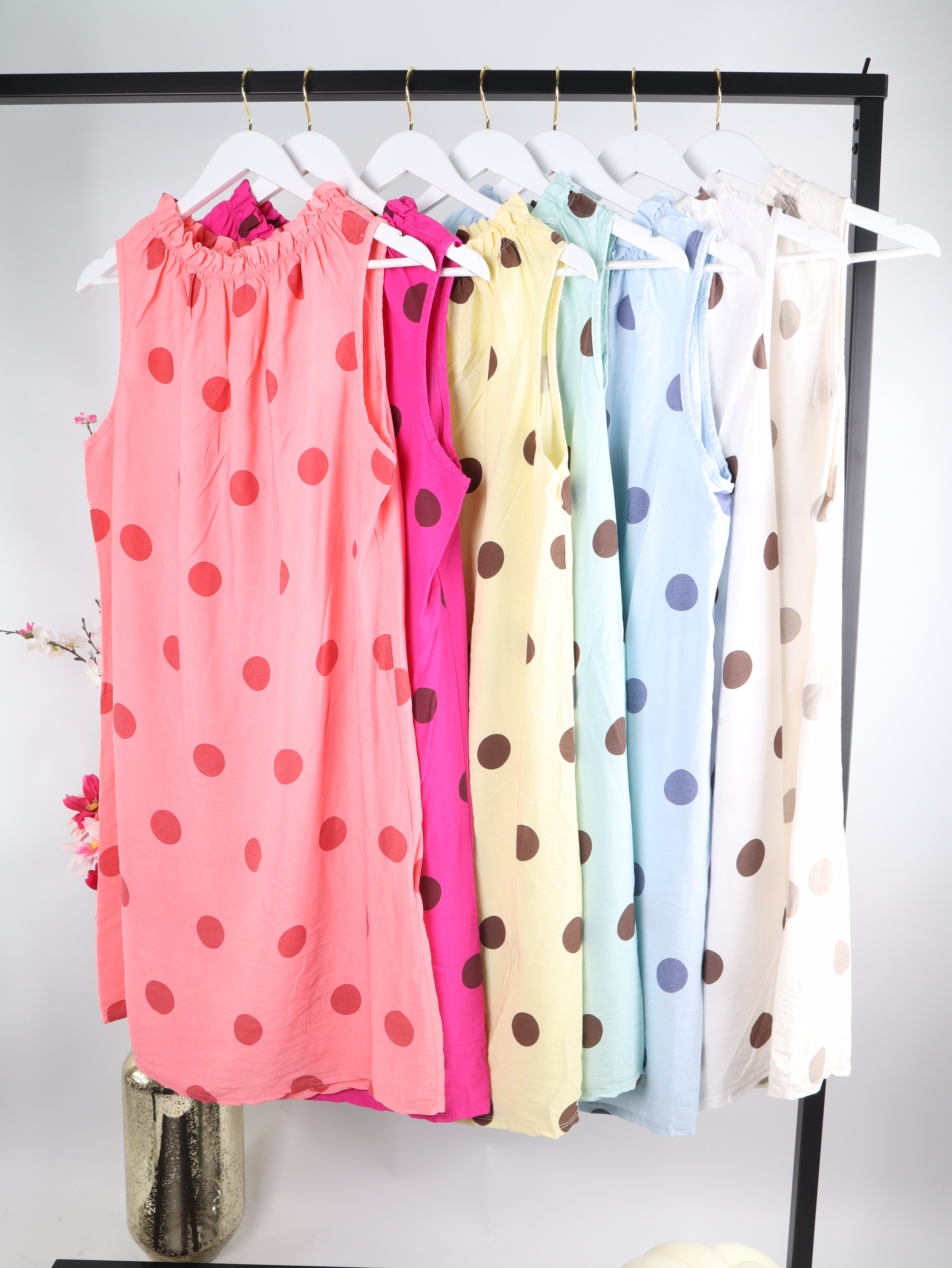 Viskose Kleid mit Polka Dot Muster