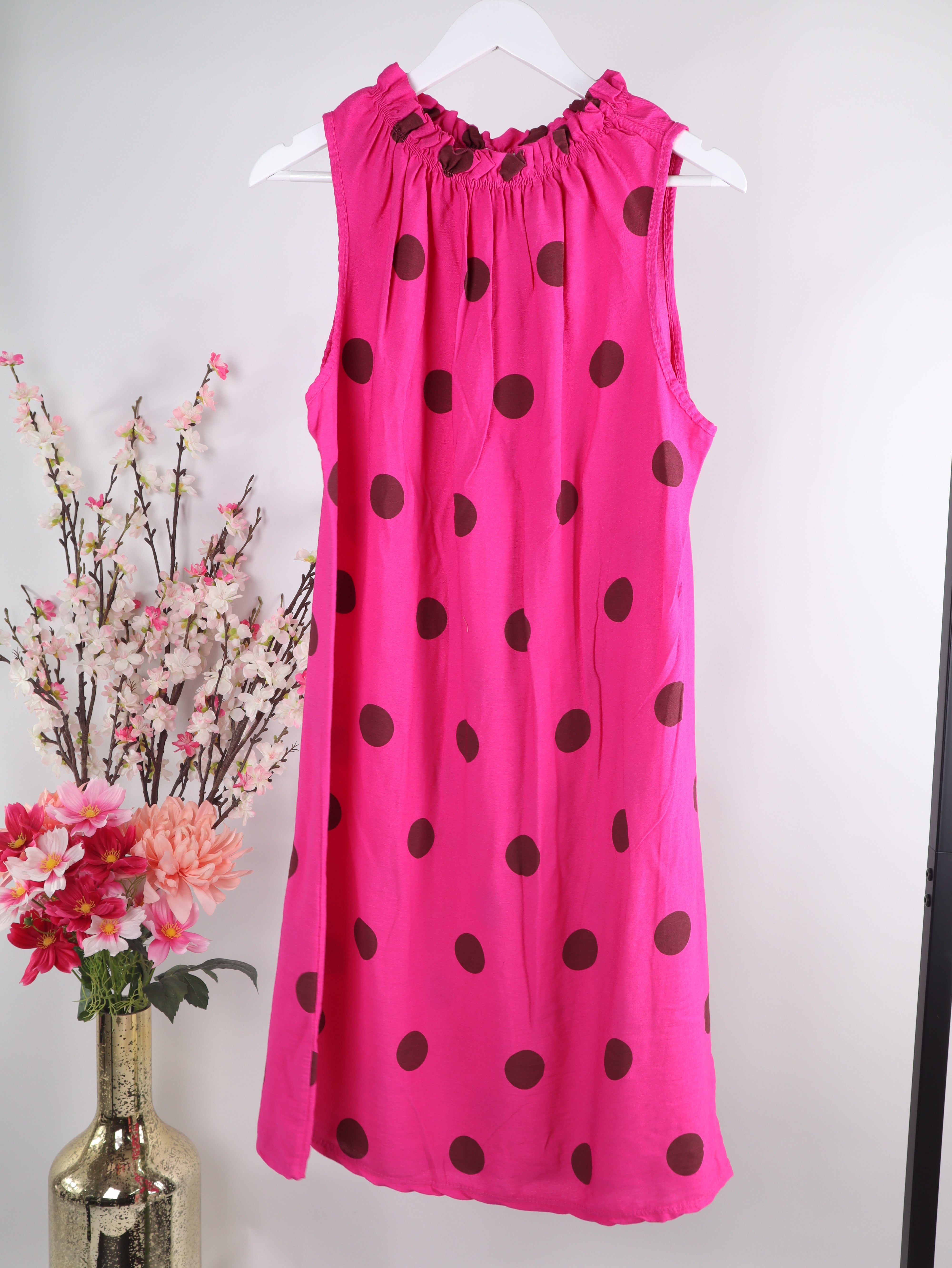 Viskose Kleid mit Polka Dot Muster
