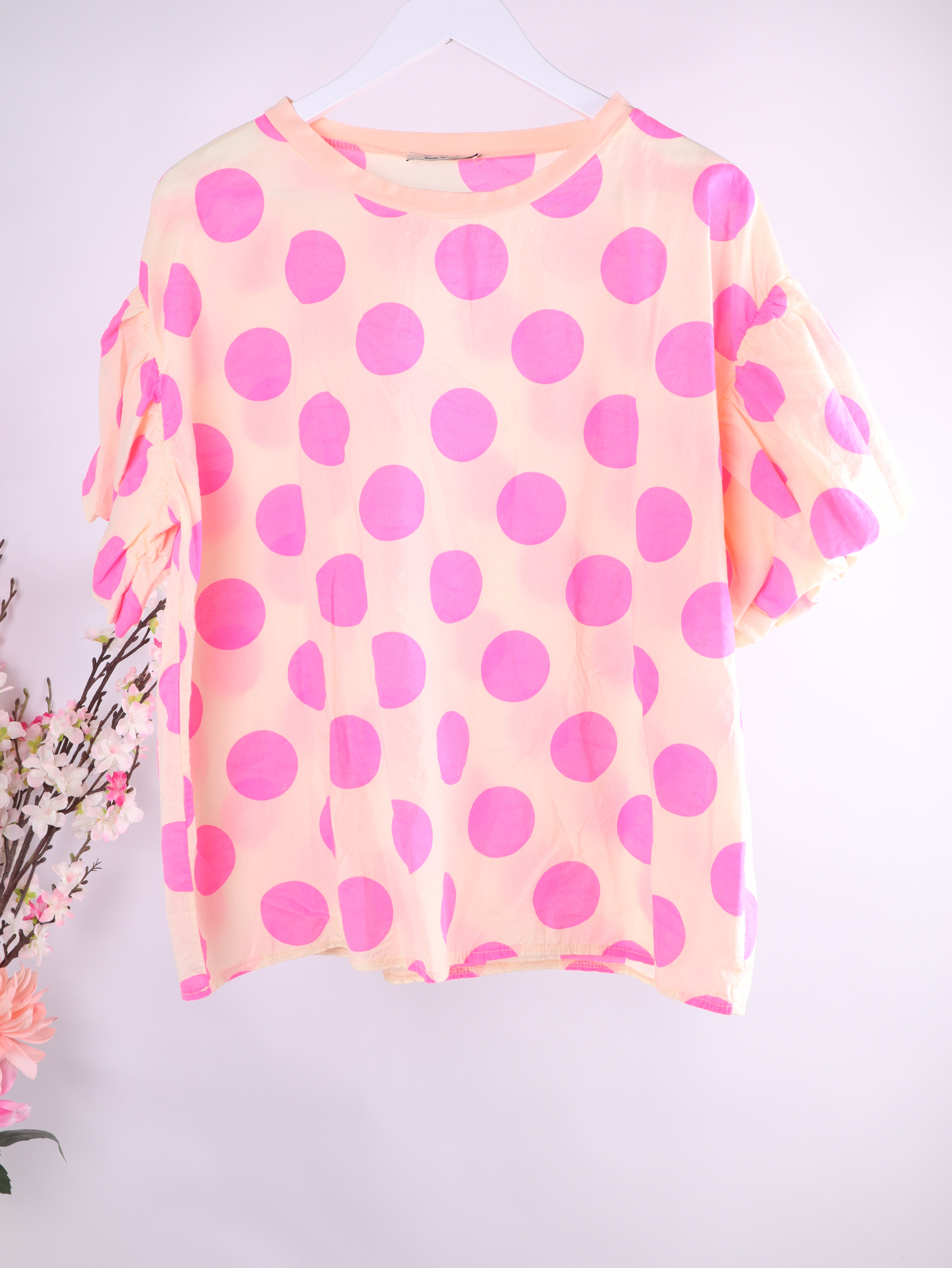 Polka-Dot Shirt mit Ballonärmeln