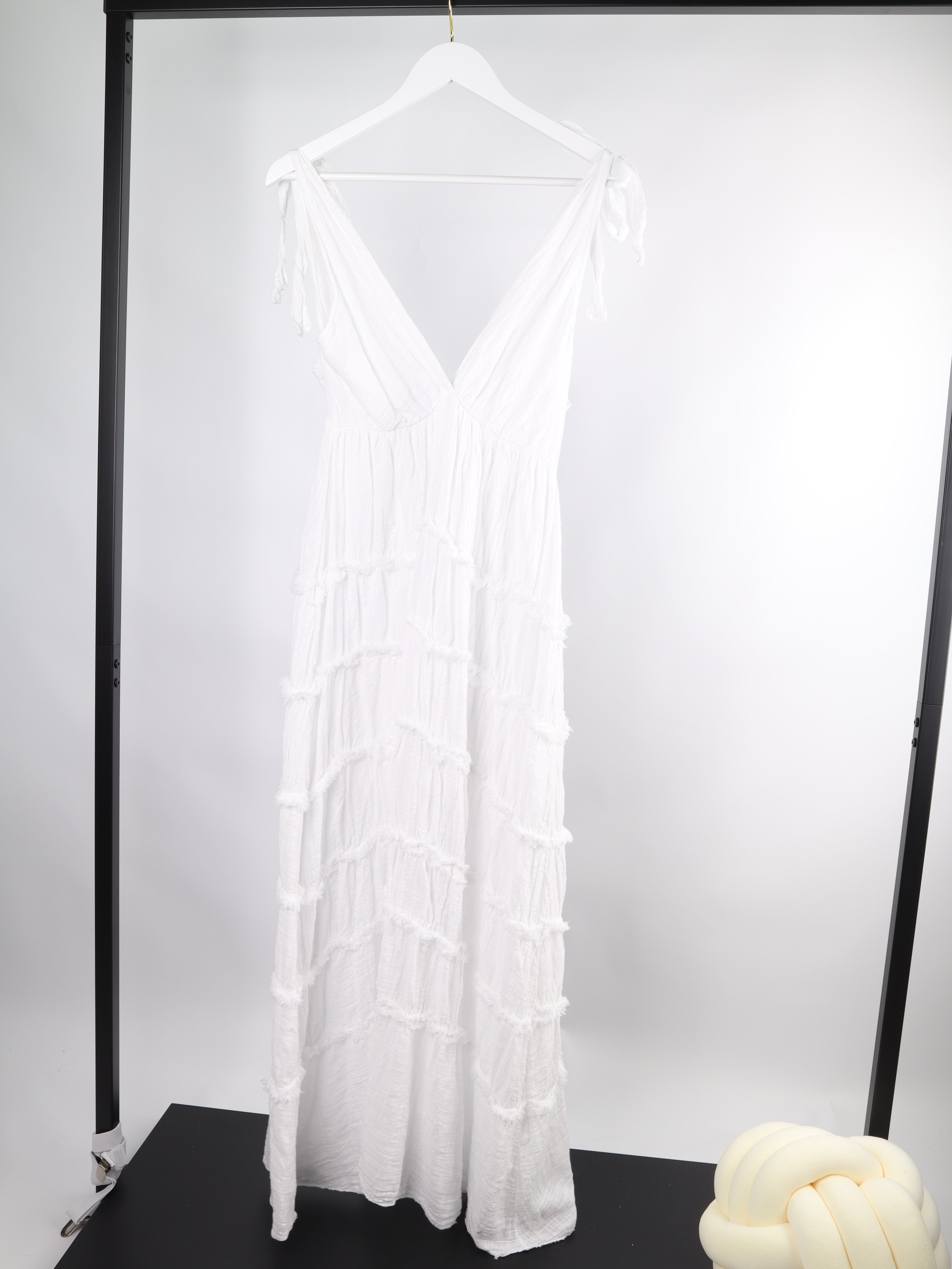 Baumwolle  Maxikleid im Crinkle-Look