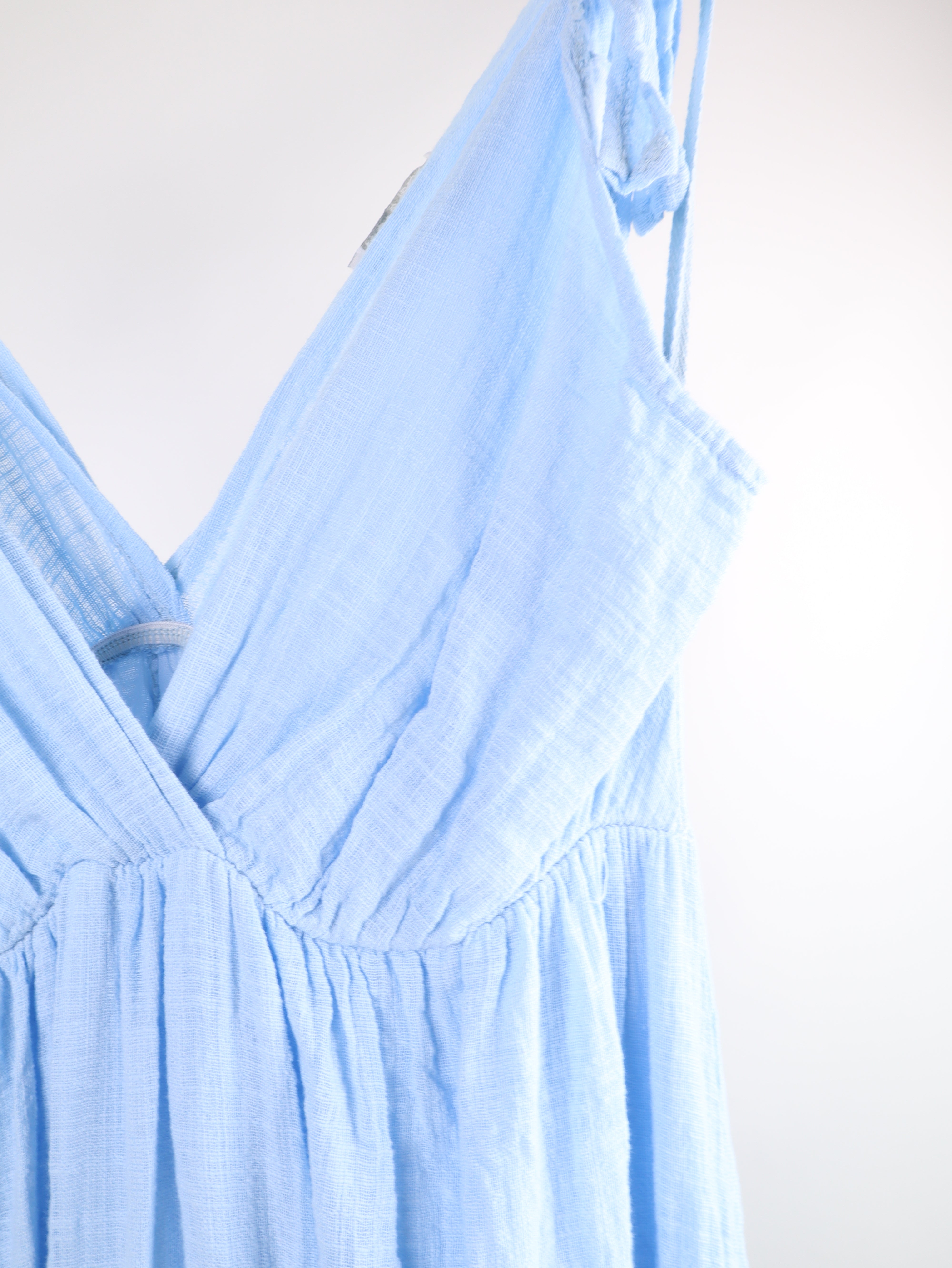 Baumwolle  Maxikleid im Crinkle-Look