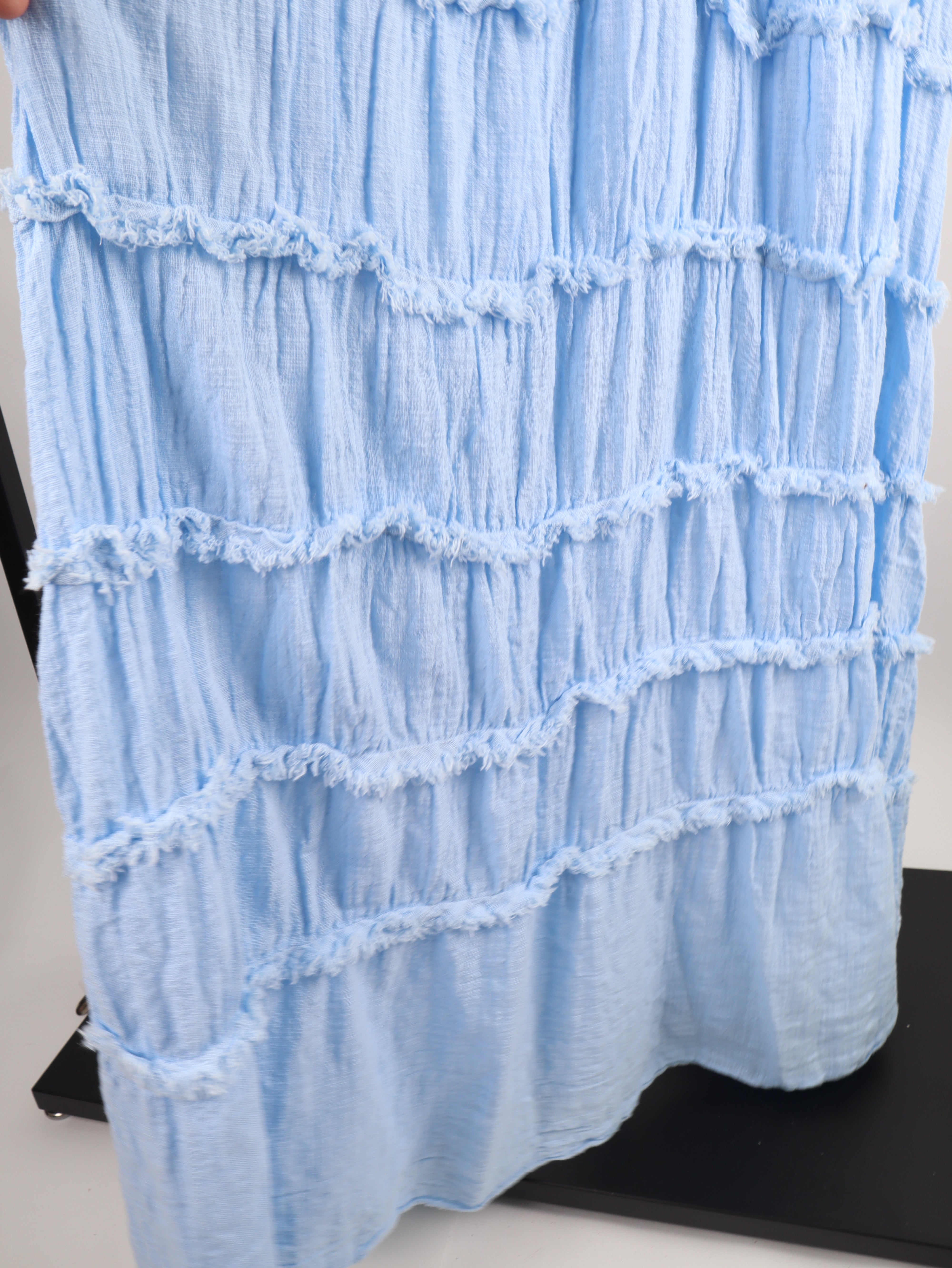 Baumwolle  Maxikleid im Crinkle-Look