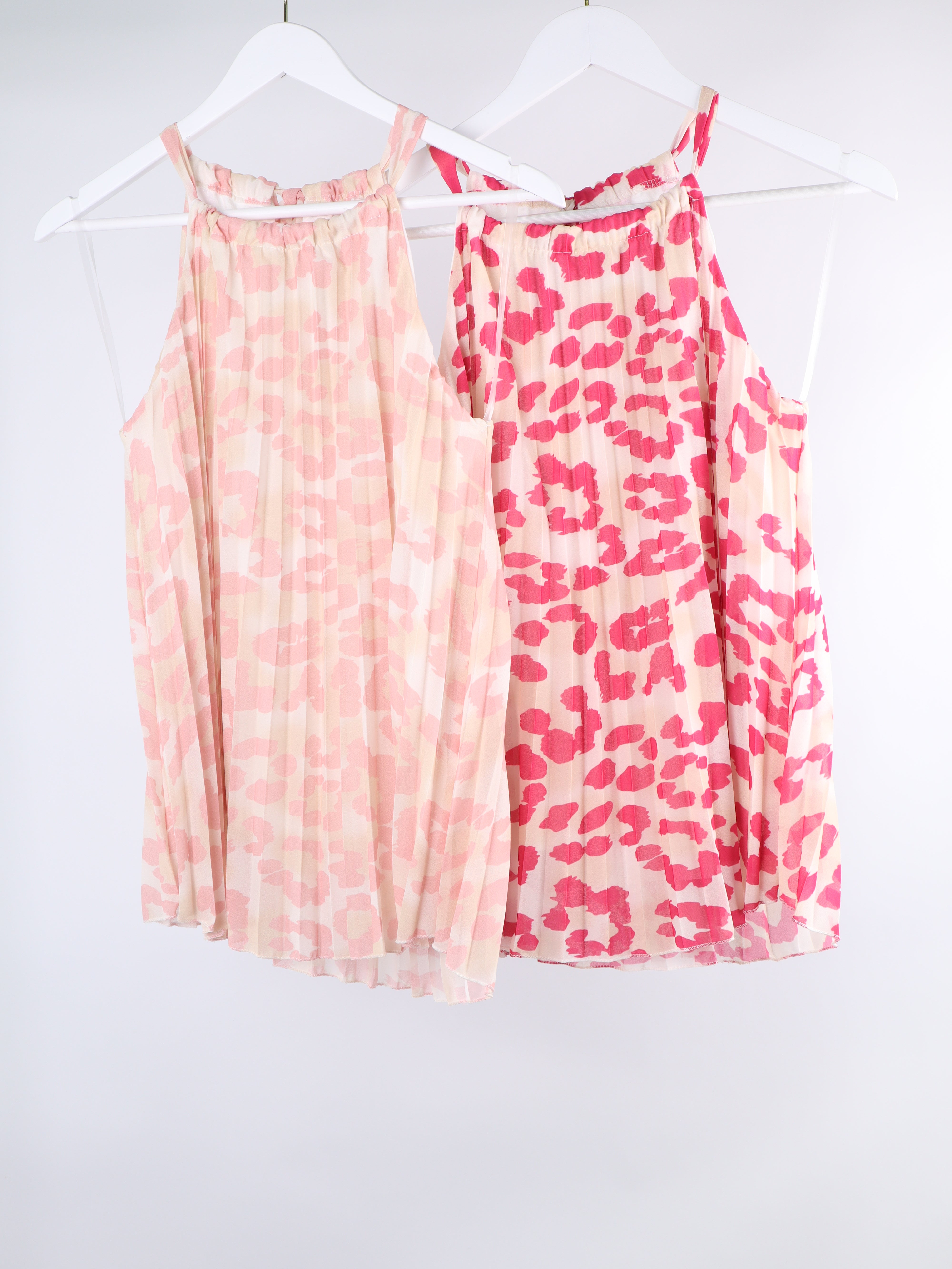 Plissee-Top mit Leo-Print & Innenfutter